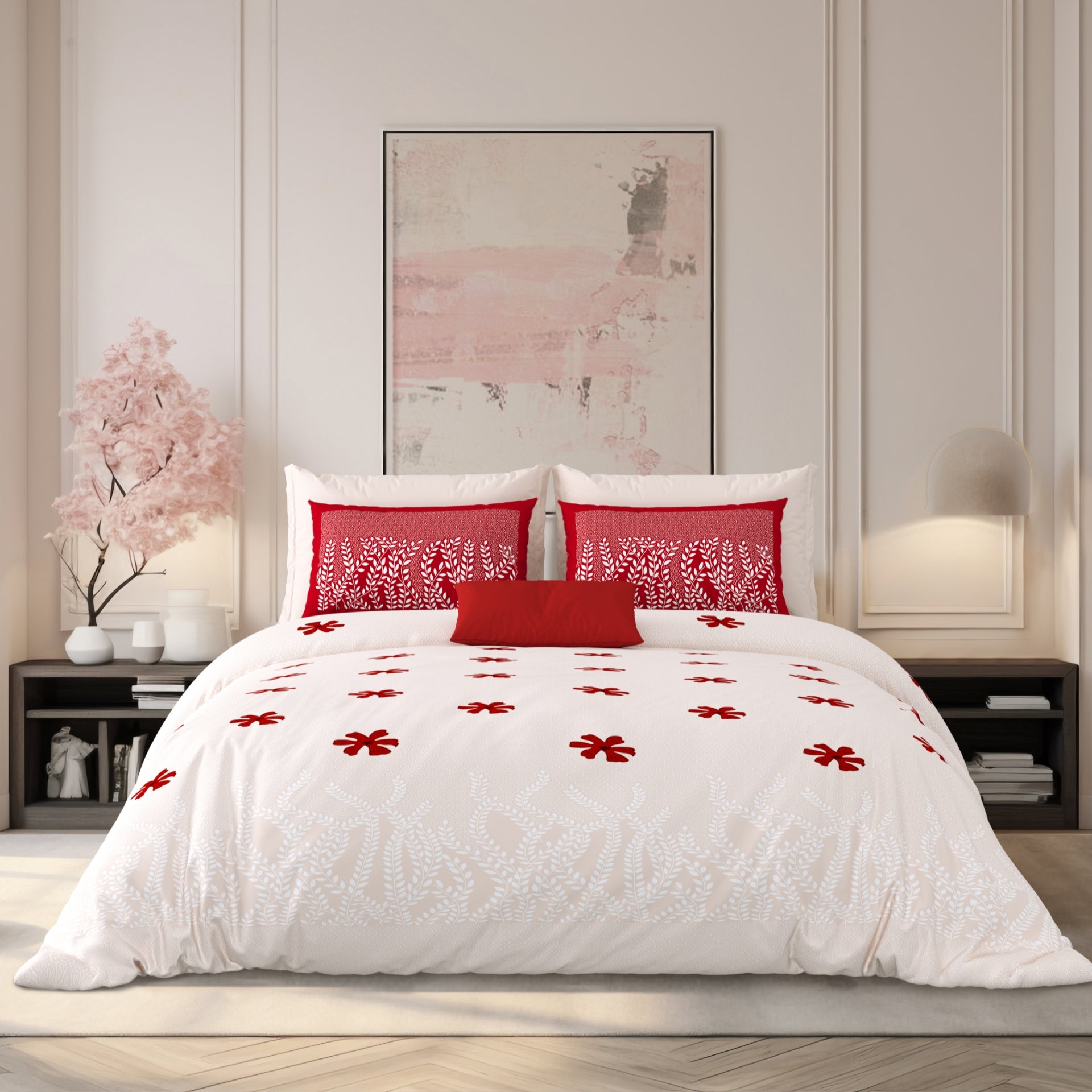 LIVING ROOTS Jaipuri Hand Block Print Super King Cotton Bedsheet 104*104 inches (8.6*8.6 feet) With 2 Pillow Cover | 240 TC | Rich Fast Colour With No Colour Bleeding | (523-B) (Pink)