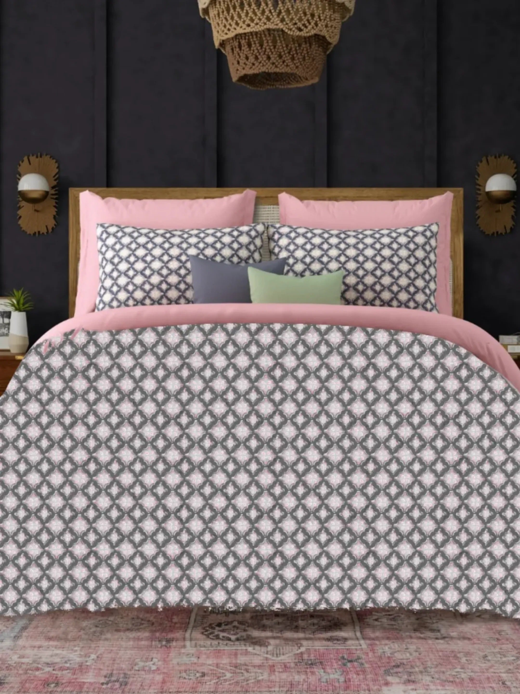 LIVING ROOTS Jaipuri Hand Block Print Super King Cotton Bedsheet 104*104 inches (8.5*8.5 feet) With 2 Pillow Cover | 240 TC | Rich Fast Colour With No Colour Bleeding | (568-B) (Purple)