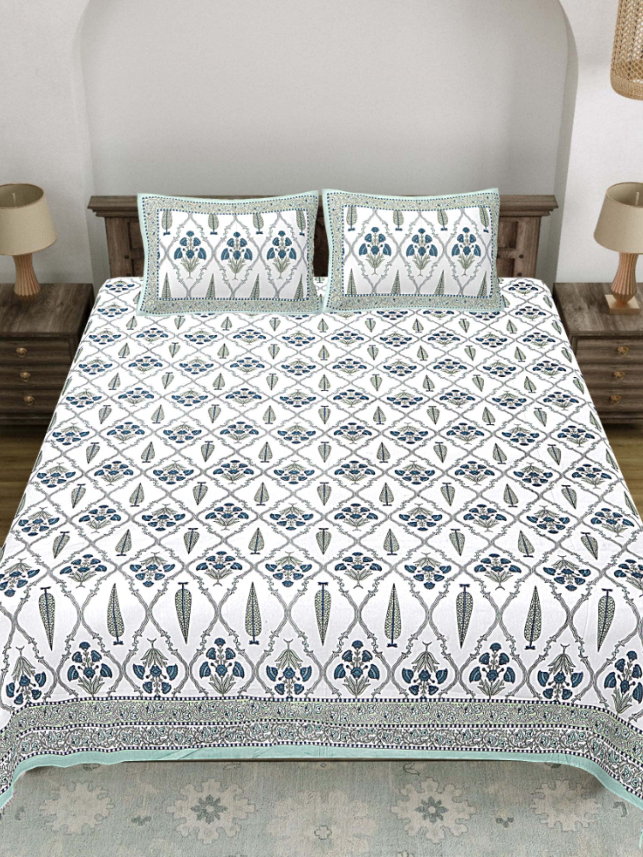LIVING ROOTS PURE Cotton 1 SUPER King Size Bedsheet (8*8.6 Feet) with 2 Pillow Cover (03-31-572-A)