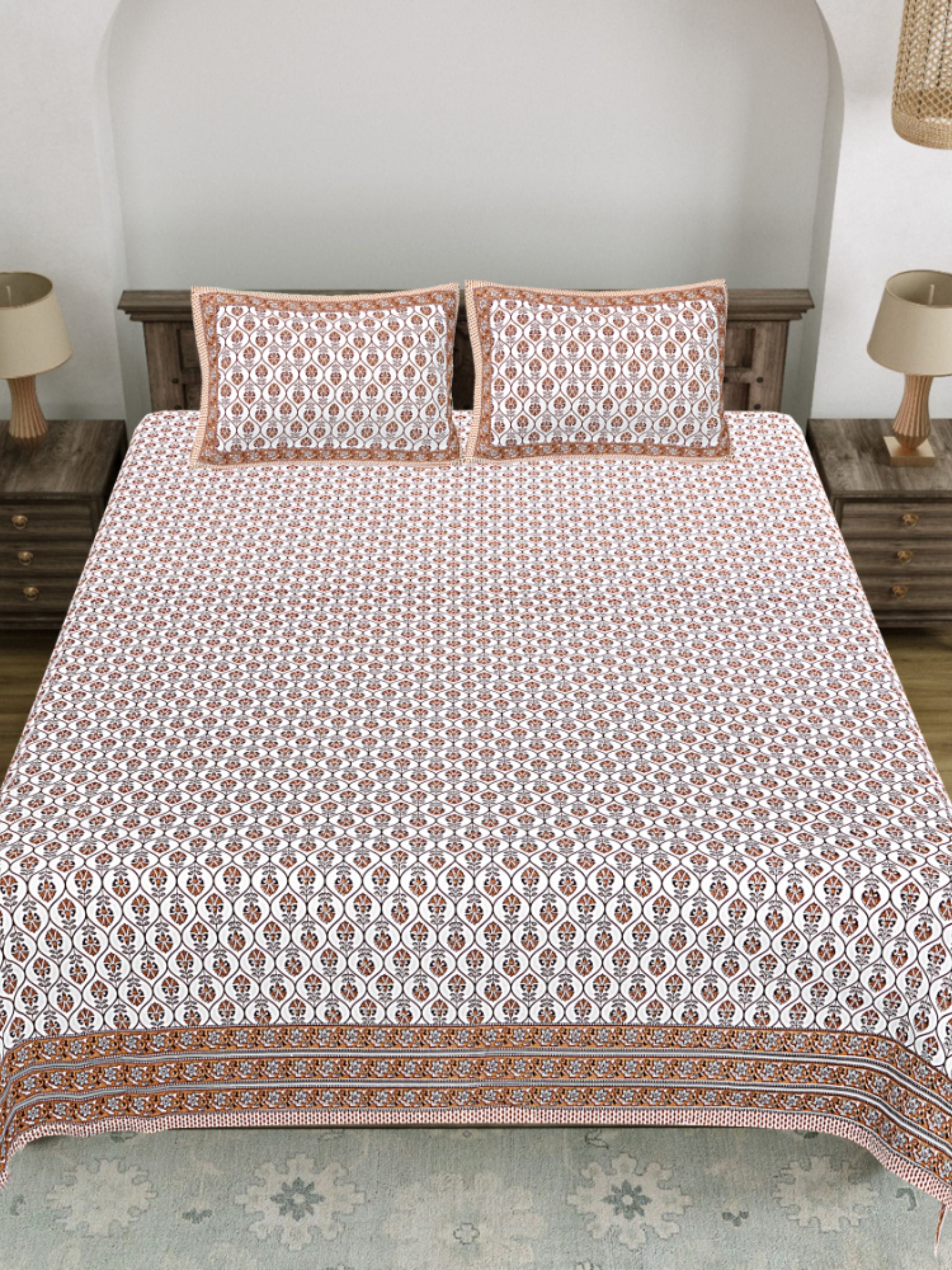 LIVING ROOTS PURE Cotton 1 SUPER King Size Bedsheet (8*8.6 Feet) with 2 Pillow Cover (03-31-573-B)