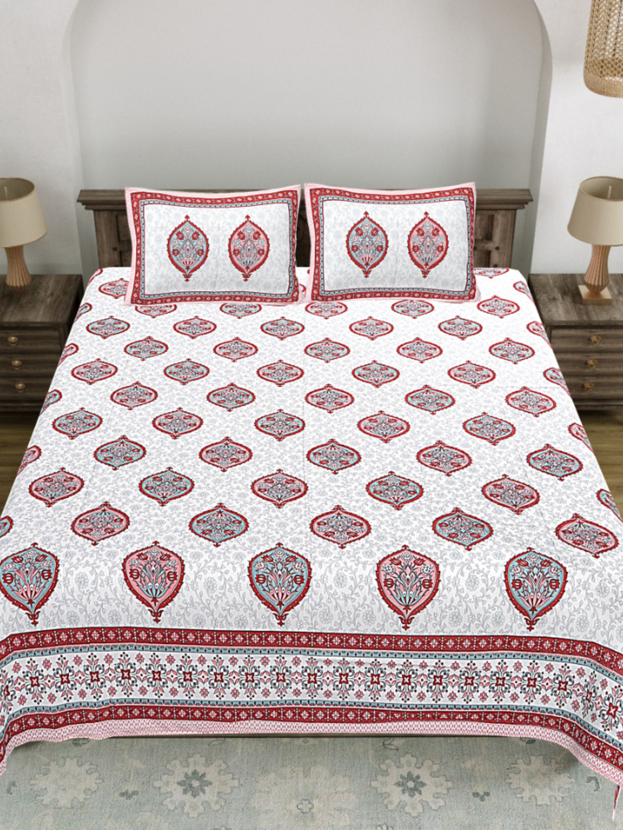 LIVING ROOTS PURE Cotton 1 SUPER King Size Bedsheet (8*8.6 Feet) with 2 Pillow Cover (03-31-578-A)
