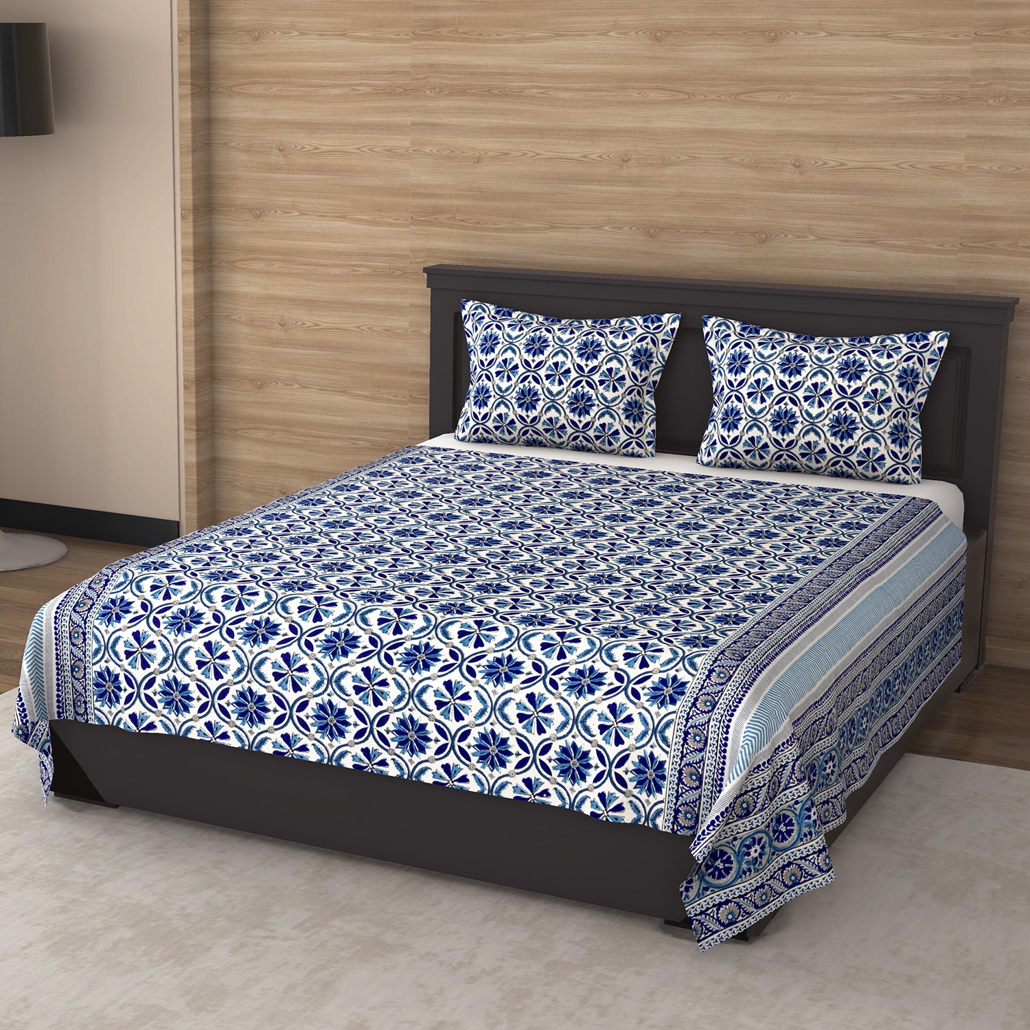 1 King Size Bedsheet 85*104 inches (7*8.5 Feet) | Pure Cotton | Rich Fast Colour with No Colour Bleeding | Soft Skin Friendly (319-A) | Pure Cotton | |