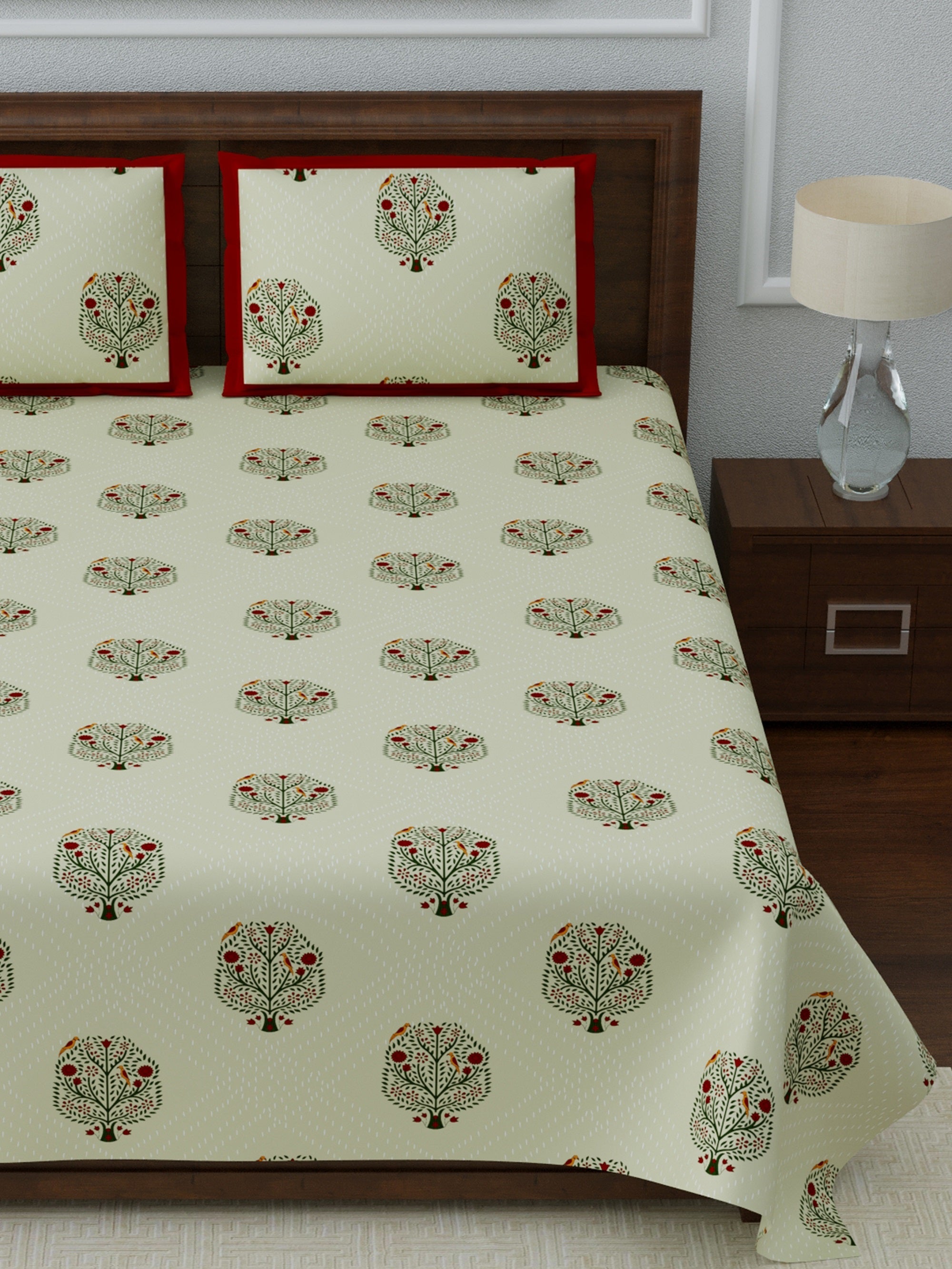 LIVING ROOTS 1 Super King Size Bedsheet 104*104 inches (8.6*8.6 Feet) With 2 Pillow Cover | Rich Fast Colour with No Colour Bleeding | Soft Skin Friendly (073-C)