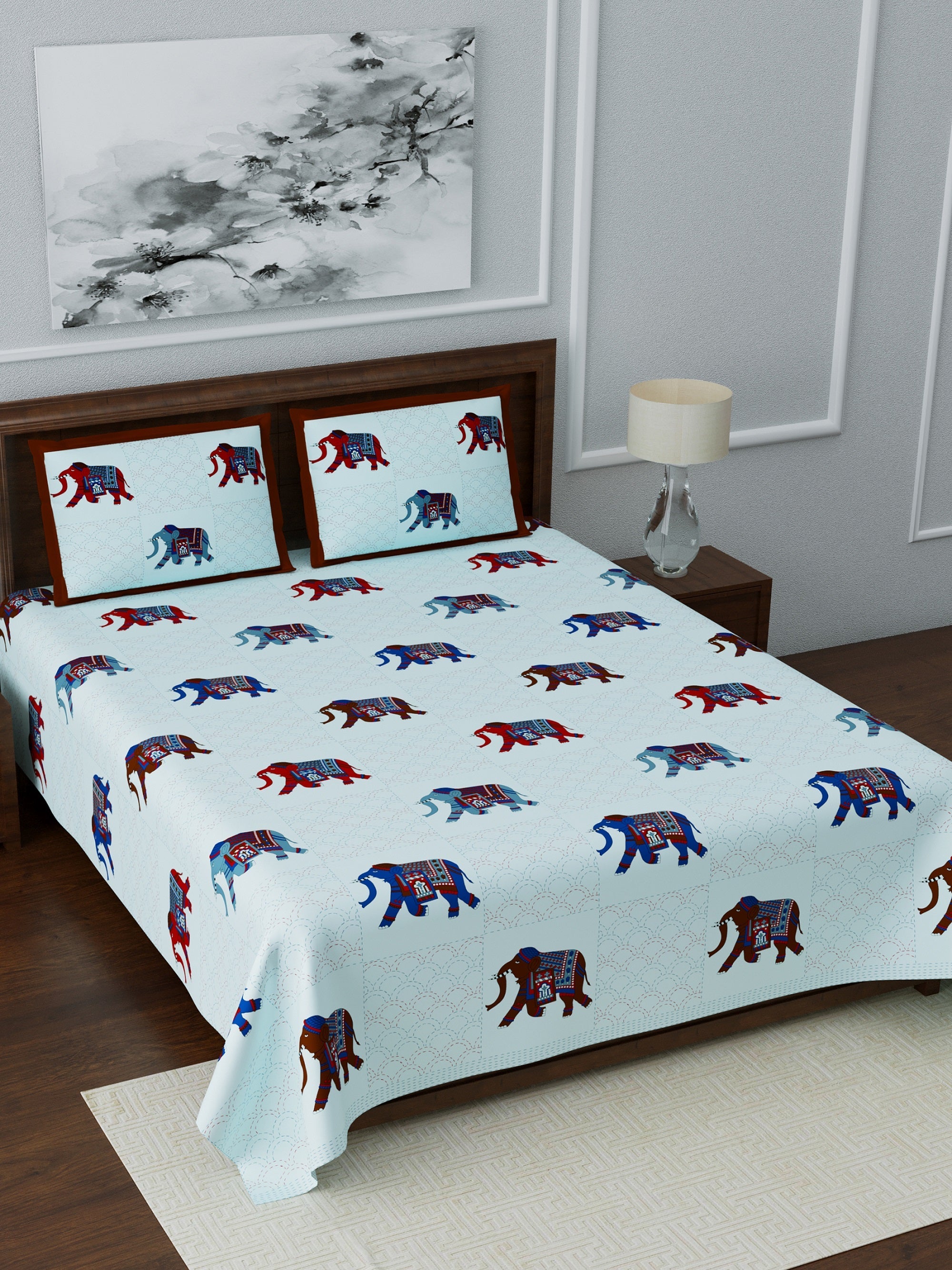 LIVING ROOTS Double Bedsheet Super King Size Pure Cotton Fabric With 2 Pillow Covers (31-077-B)