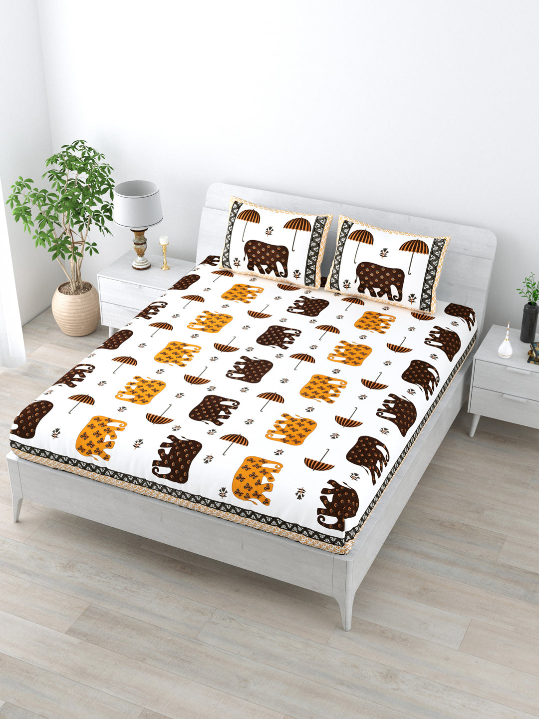 1 King Size Bedsheet 84*100 inches (7*8.3 Feet) With 2 Pillow Cover | Pure Cotton | Rich Fast Colour with No Colour Bleeding | Soft Skin Friendly (143-A)