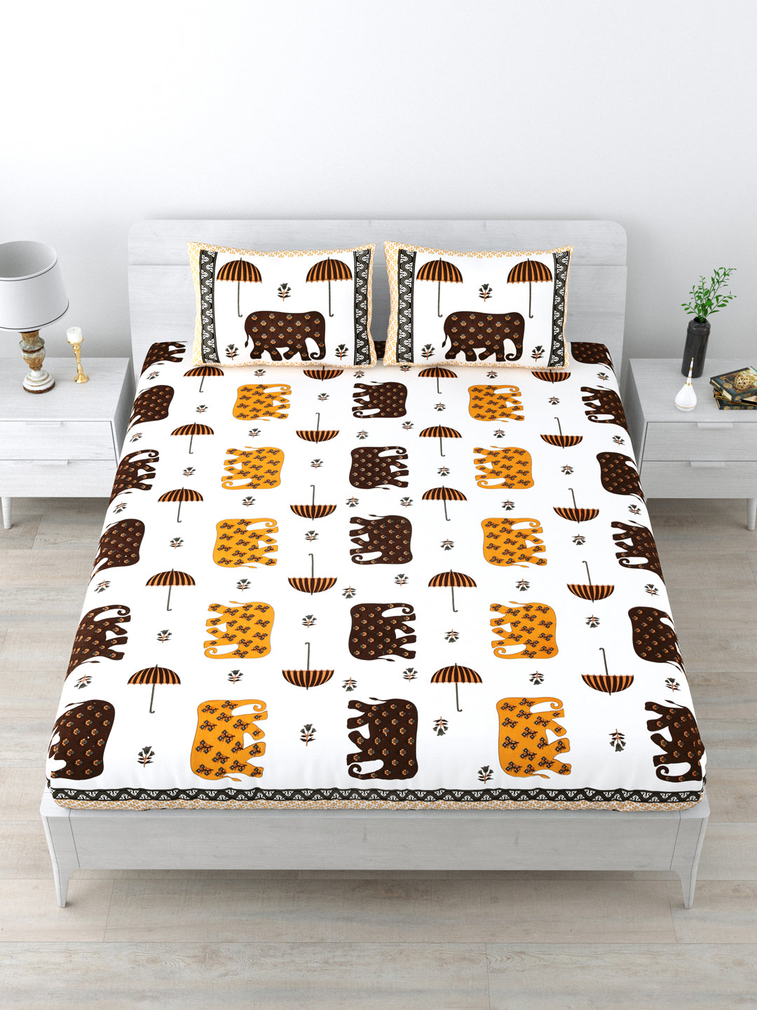 1 King Size Bedsheet 84*100 inches (7*8.3 Feet) With 2 Pillow Cover | Pure Cotton | Rich Fast Colour with No Colour Bleeding | Soft Skin Friendly (143-A)