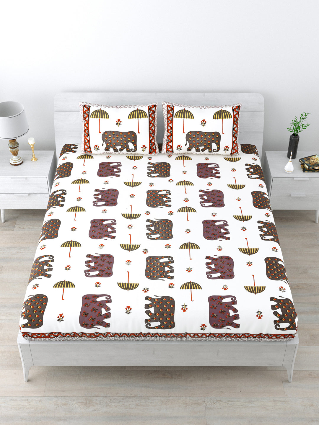 1 King Size Bedsheet 84*100 inches (7*8.3 Feet) With 2 Pillow Cover | Pure Cotton | Rich Fast Colour with No Colour Bleeding | Soft Skin Friendly (143-B)