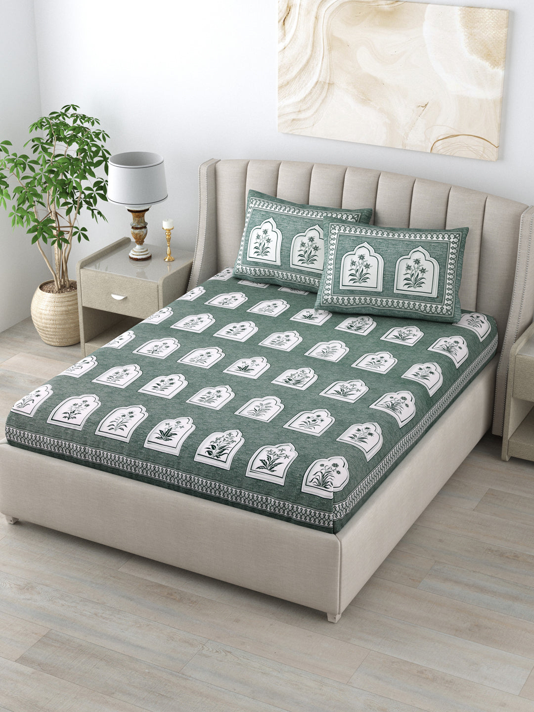 LIVING ROOTS Pure Cotton 1 King Size Bedsheet 90*96 inches (7.5*8 Feet) With 2 Pillow Cover | Rich Fast Colour with No Colour Bleeding | Soft Skin Friendly (147-C)