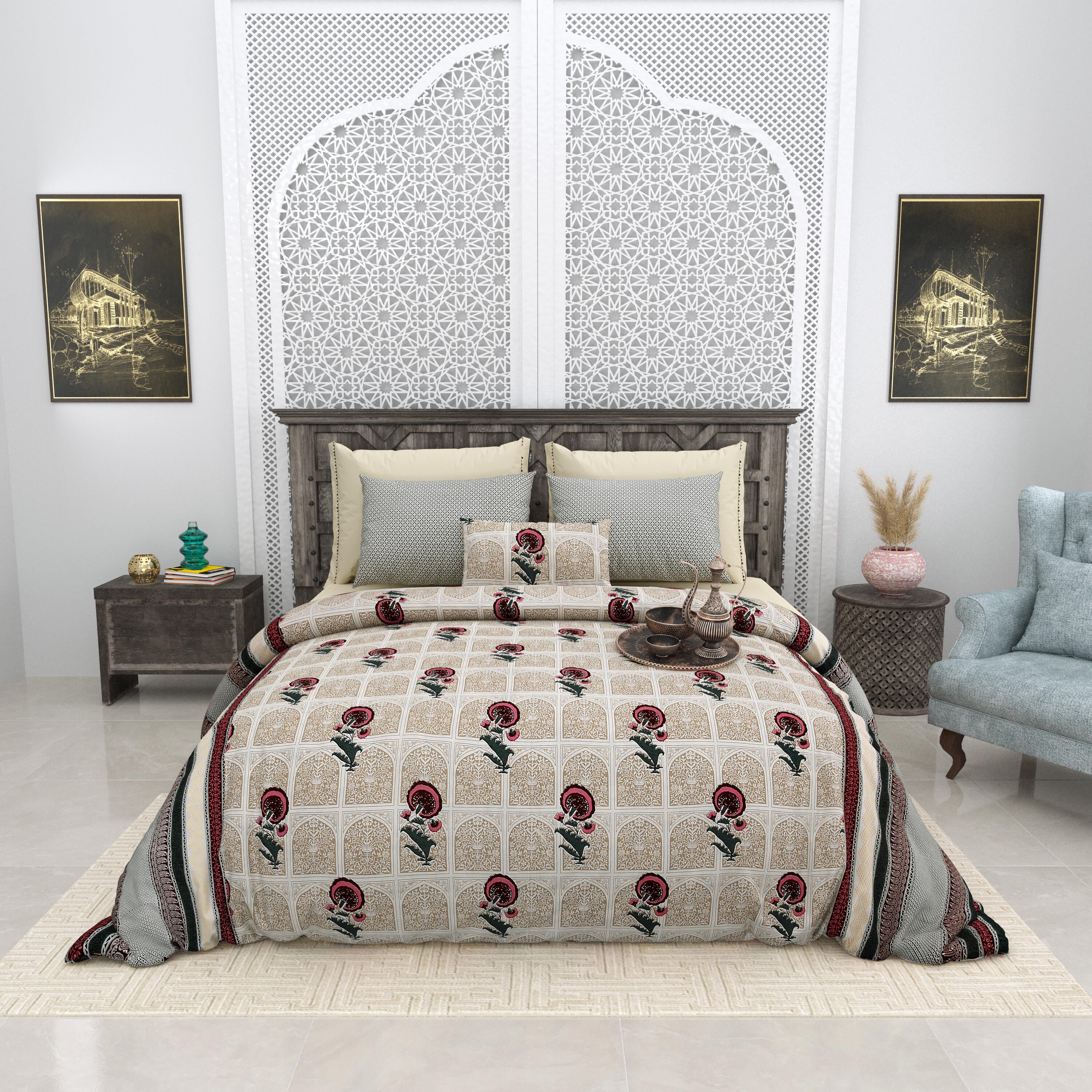 1 Super King Size Bedsheet with 2 Pillow Cover 104*104 inches (8.6*8.6 Feet) | | Rich Fast Colour with No Colour Bleeding | Soft Skin Friendly (412-C)