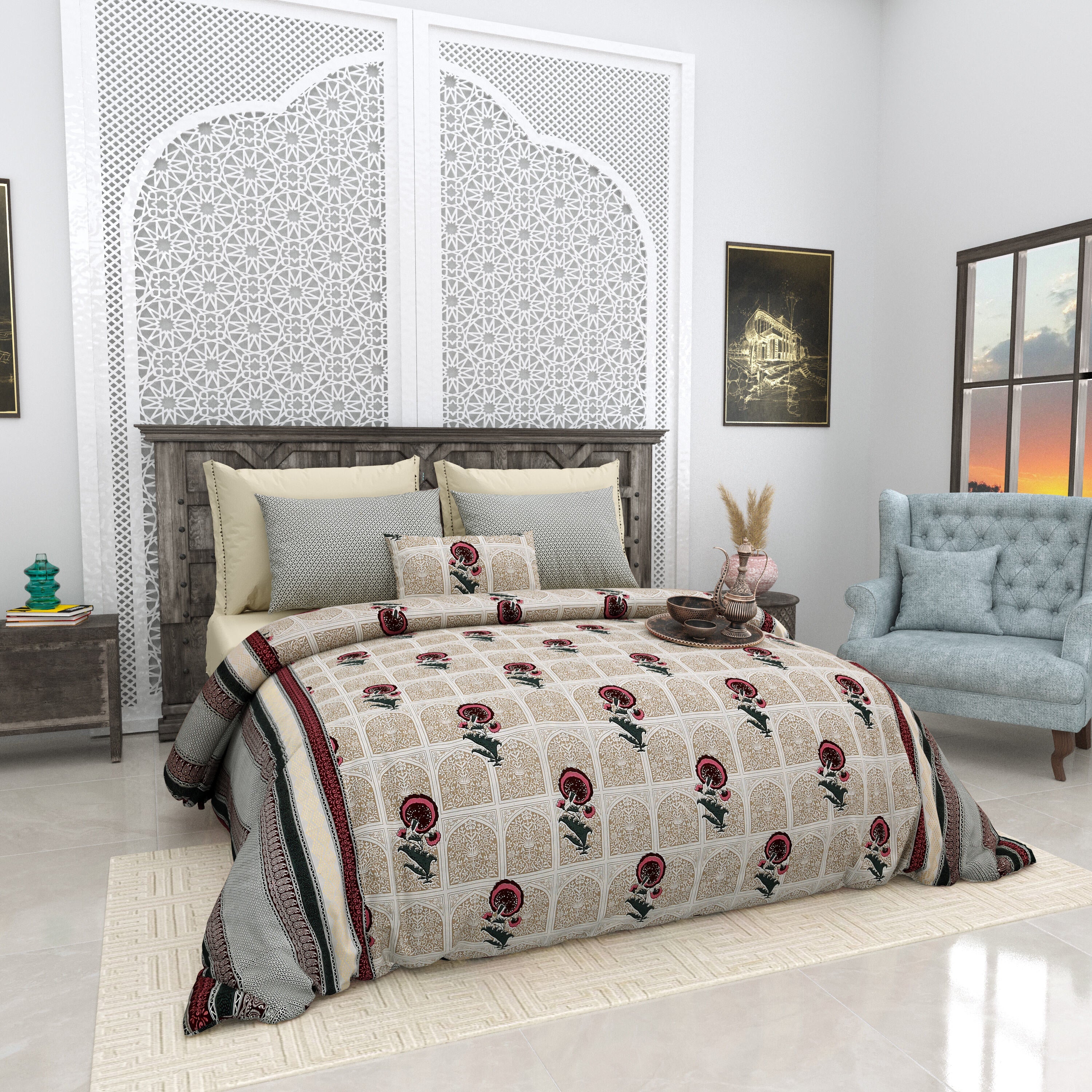 1 Super King Size Bedsheet with 2 Pillow Cover 104*104 inches (8.6*8.6 Feet) | | Rich Fast Colour with No Colour Bleeding | Soft Skin Friendly (412-C)