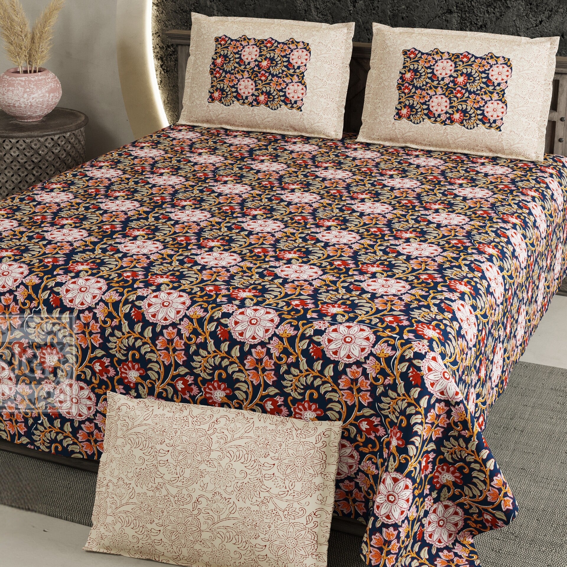 LIVING ROOTS 1 Super King Size Bedsheet 104*104 inches (8.6*8.6 Feet) With 2 Pillow Cover | Rich Fast Colour With No Colour Bleeding | Soft Skin Friendly (424-B)