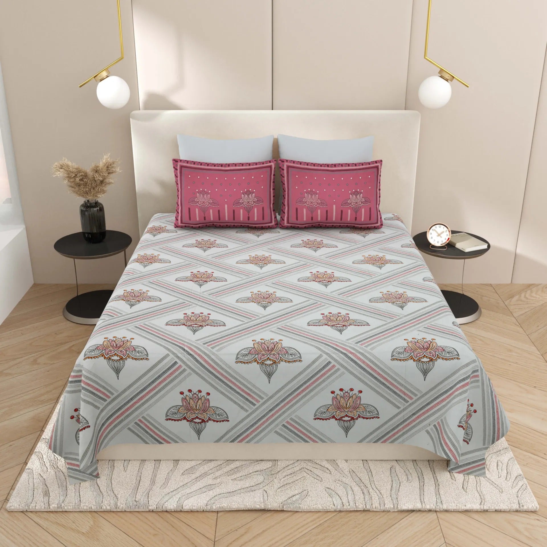 1 Super King Size Bedsheet with 2 Pillow Cover 104*104 inches (8.6*8.6 Feet) | | Rich Fast Colour with No Colour Bleeding | Soft Skin Friendly (425-A)