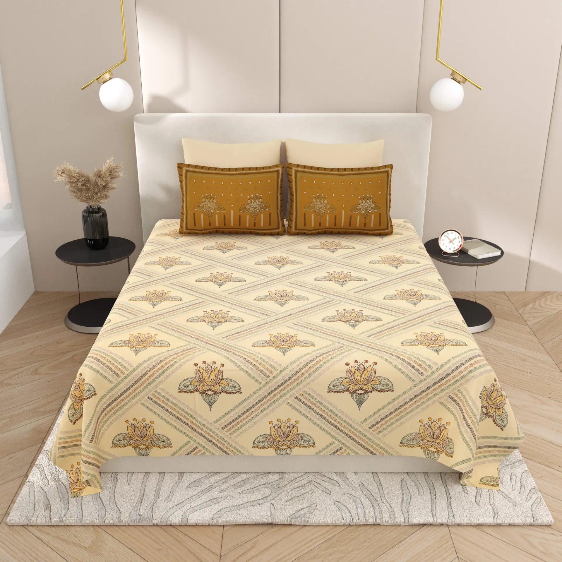 1 Super King Size Bedsheet with 2 Pillow Cover 104*104 inches (8.6*8.6 Feet) | | Rich Fast Colour with No Colour Bleeding | Soft Skin Friendly (425-B)