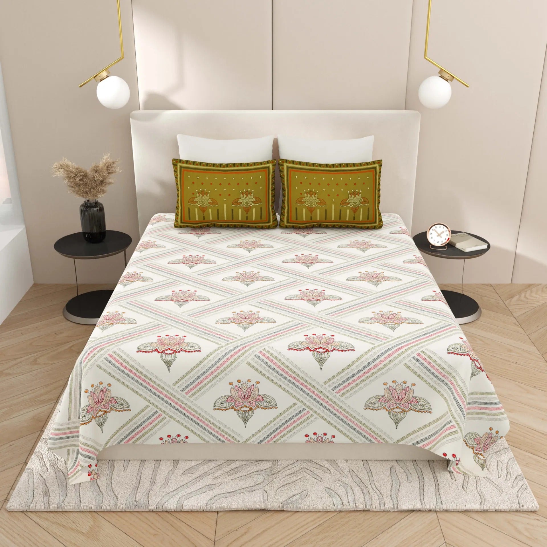 1 Super King Size Bedsheet with 2 Pillow Cover 104*104 inches (8.6*8.6 Feet) | | Rich Fast Colour with No Colour Bleeding | Soft Skin Friendly (425-C)