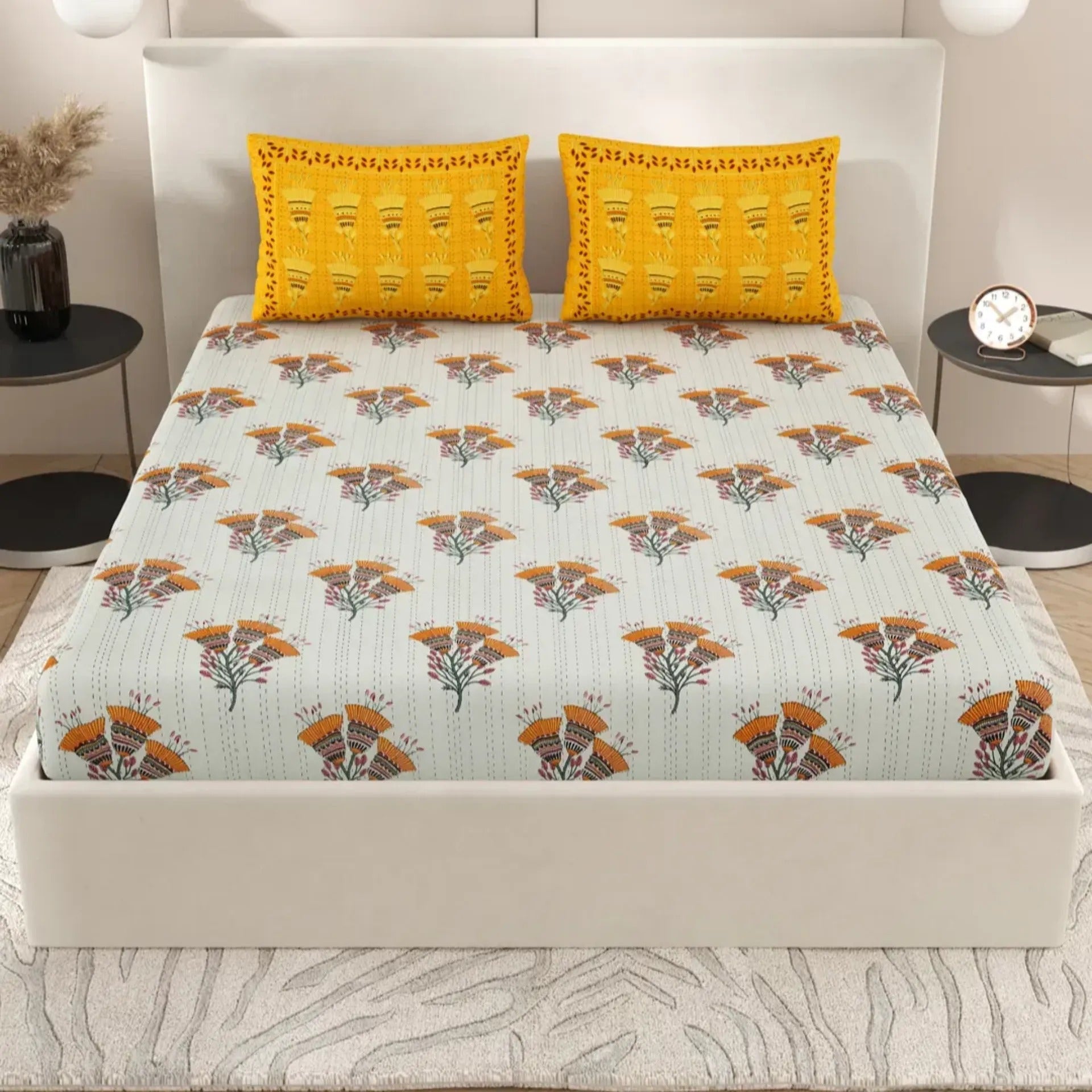 1 Super King Size Bedsheet with 2 Pillow Cover 104*104 inches (8.6*8.6 Feet) | | Rich Fast Colour with No Colour Bleeding | Soft Skin Friendly (426-A)