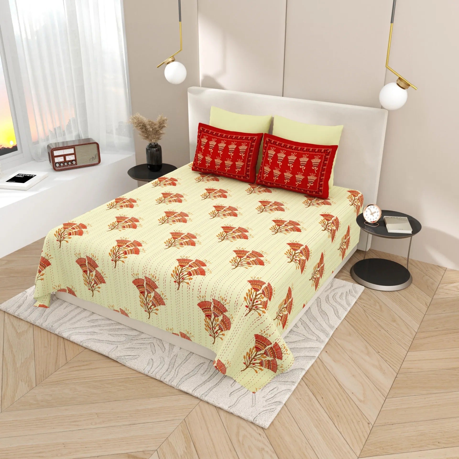1 Super King Size Bedsheet with 2 Pillow Cover 104*104 inches (8.6*8.6 Feet) | | Rich Fast Colour with No Colour Bleeding | Soft Skin Friendly (426-B)