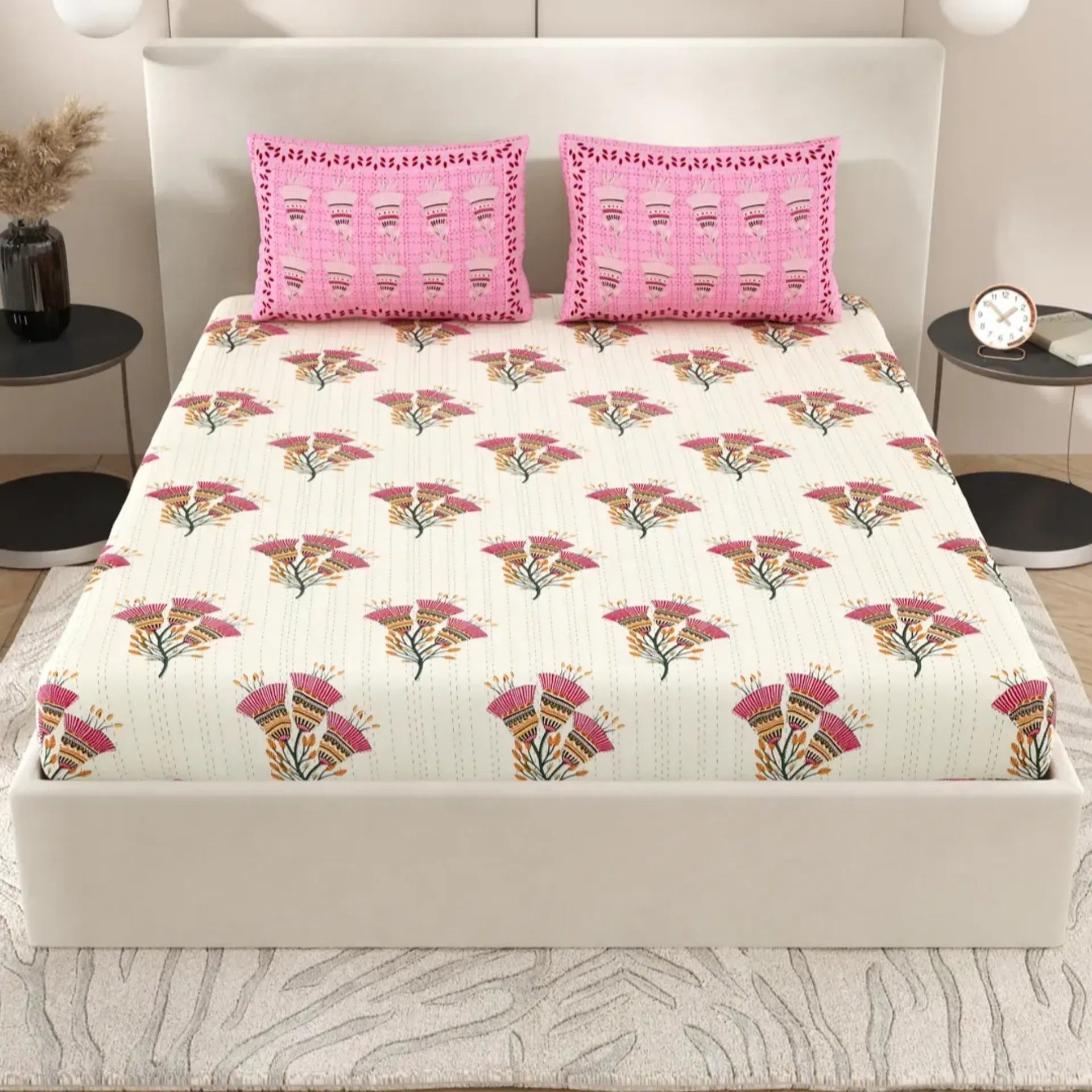 1 Super King Size Bedsheet with 2 Pillow Cover 104*104 inches (8.6*8.6 Feet) | | Rich Fast Colour with No Colour Bleeding | Soft Skin Friendly (426-C)