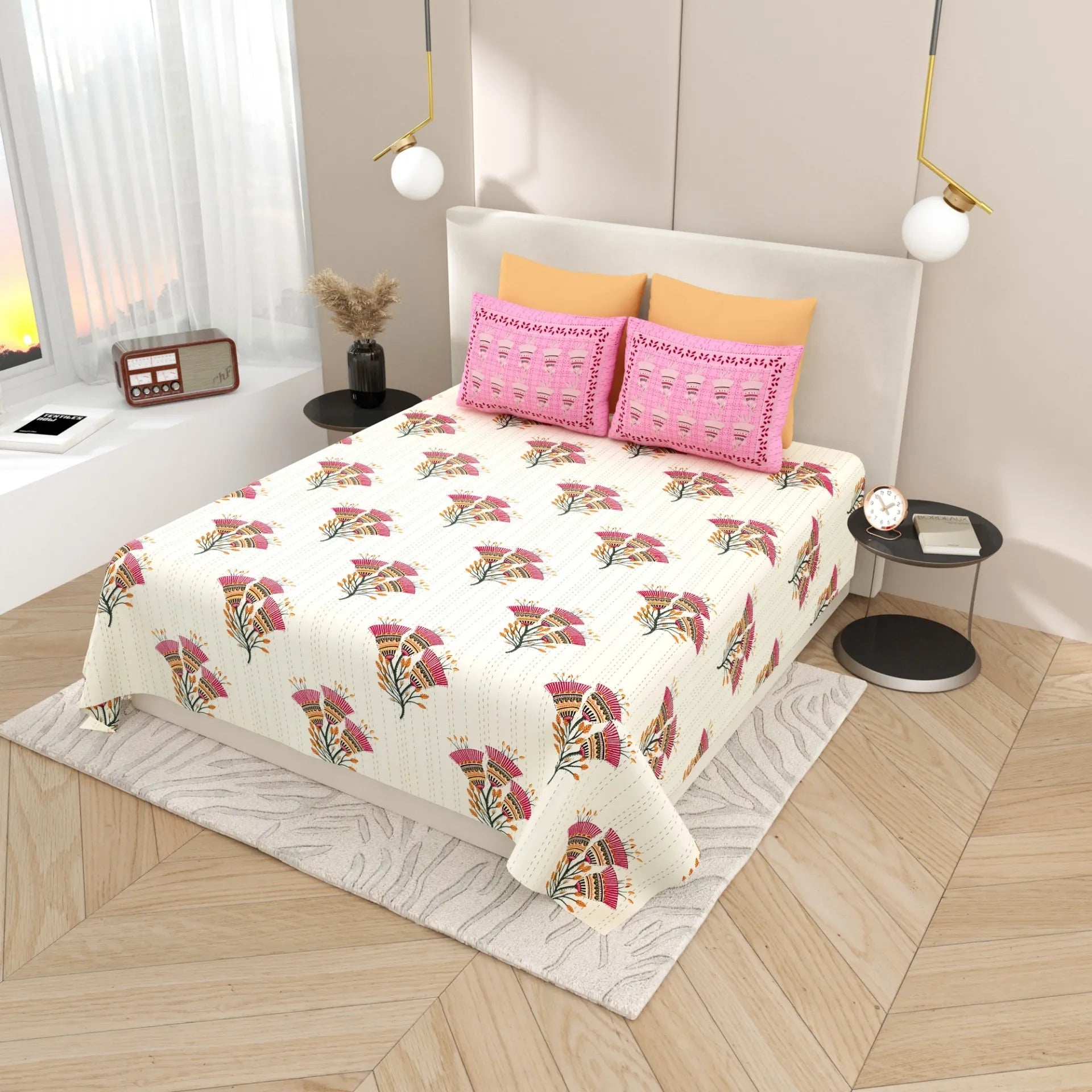 1 Super King Size Bedsheet with 2 Pillow Cover 104*104 inches (8.6*8.6 Feet) | | Rich Fast Colour with No Colour Bleeding | Soft Skin Friendly (426-C)