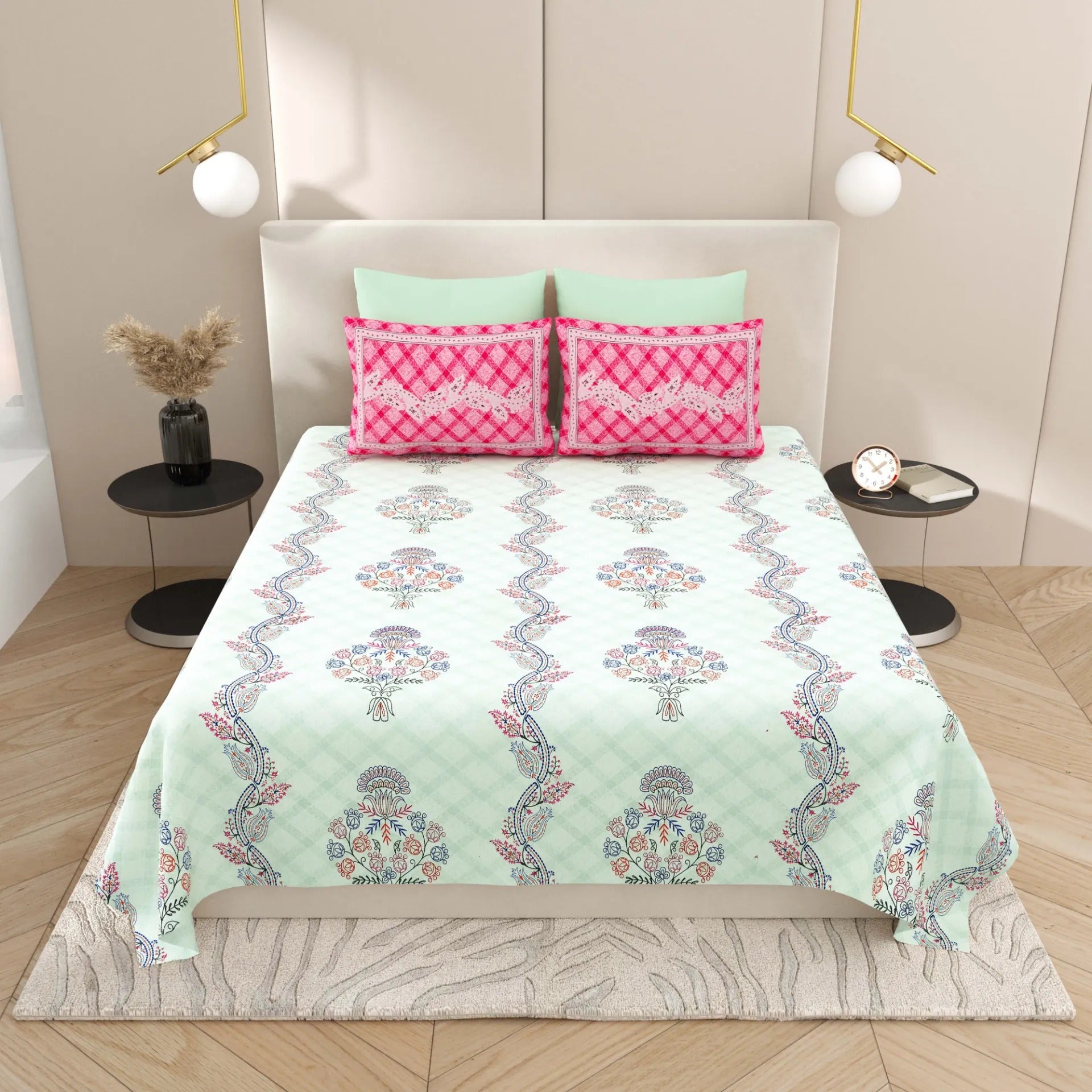 LIVING ROOTS 1 Super King Size Bedsheet with 2 Pillow Cover 104*104 inches (8.6*8.6 Feet) | Rich Fast Colour with No Colour Bleeding | Soft Skin Friendly (428-C)
