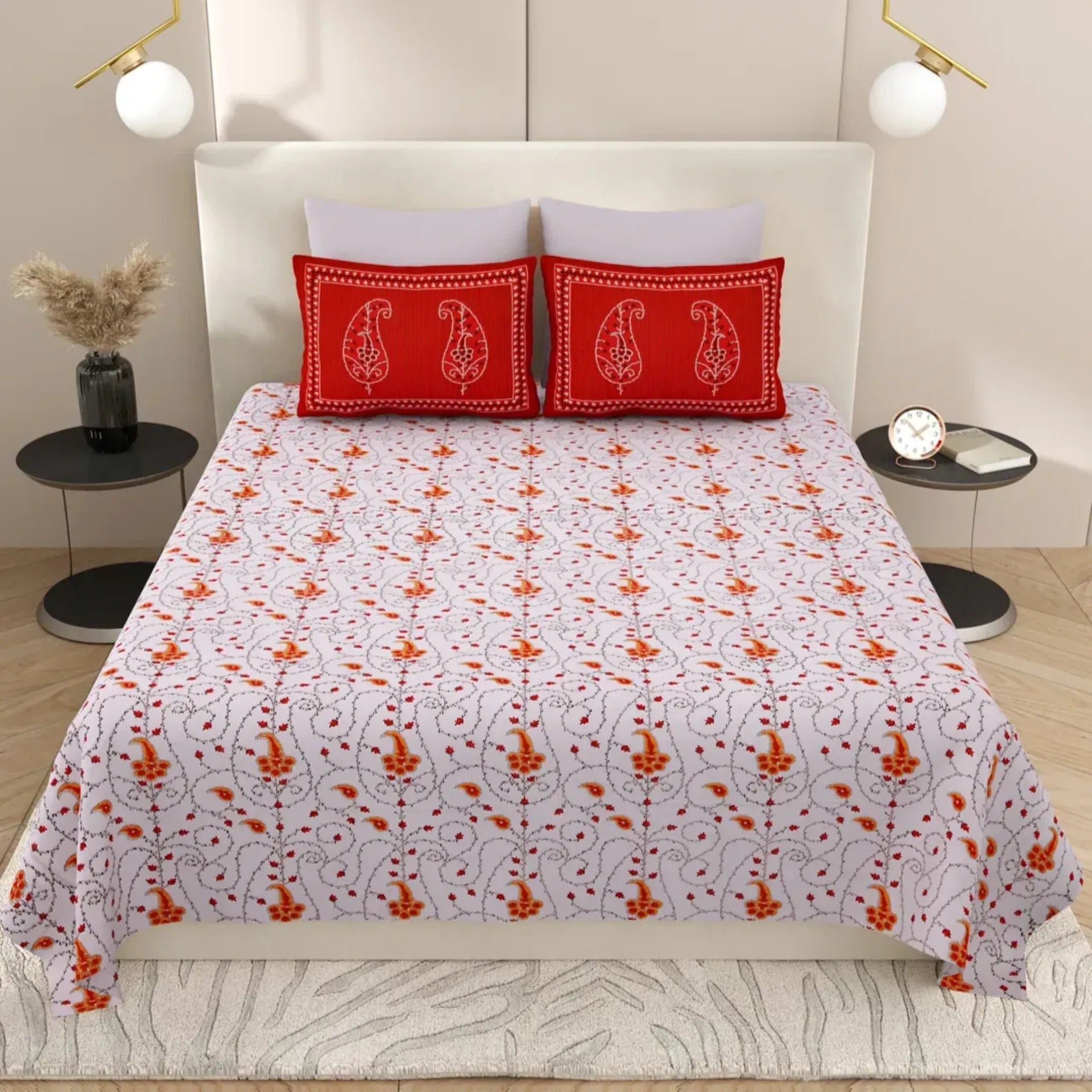 LIVING ROOTS 1 Super King Size Bedsheet with 2 Pillow Cover 104*104 inches (8.6*8.6 Feet) | Rich Fast Colour with No Colour Bleeding | Soft Skin Friendly (430-A)