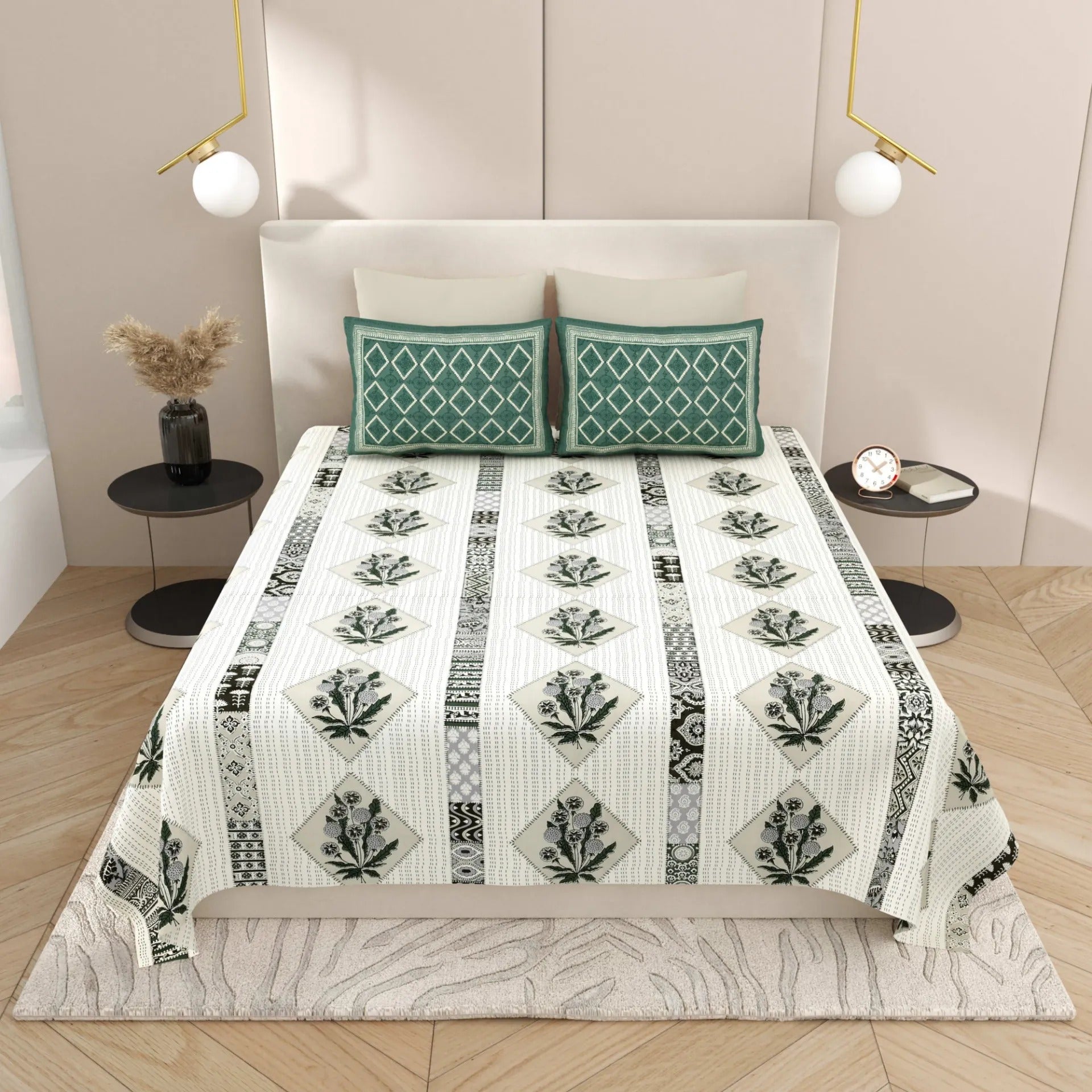 LIVING ROOTS 1 Super King Size Bedsheet with 2 Pillow Cover 104*104 inches (8.6*8.6 Feet) | | Rich Fast Colour with No Colour Bleeding | Soft Skin Friendly (432-B)