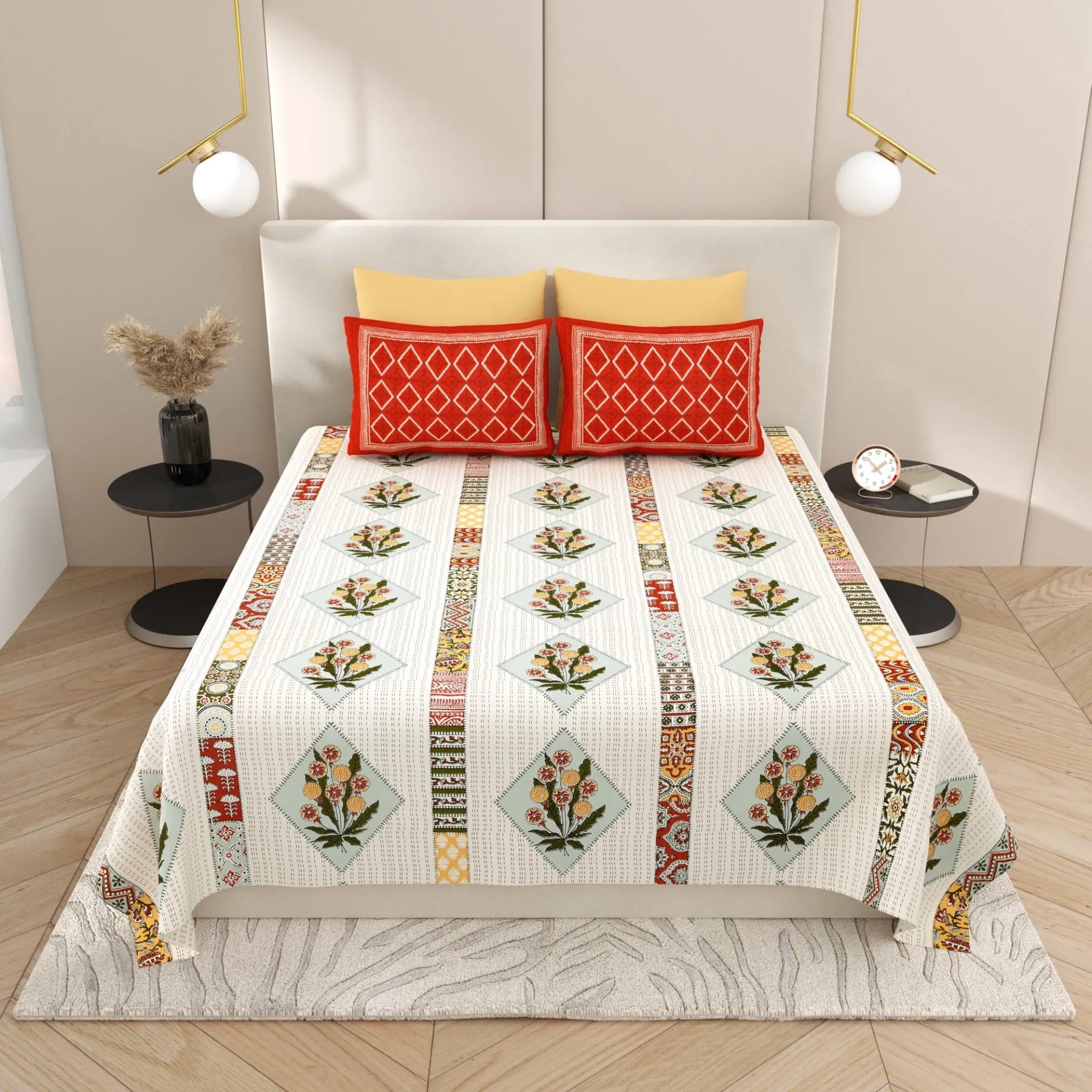 LIVING ROOTS 1 Super King Size Bedsheet with 2 Pillow Cover 104*104 inches (8.6*8.6 Feet) | | Rich Fast Colour with No Colour Bleeding | Soft Skin Friendly (432-C)