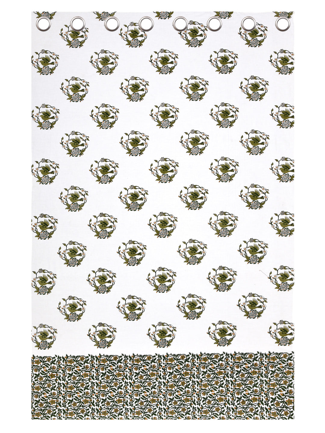LIVING ROOTS Cotton Block Print 7 Feet Door Curtains-Set of 2 (51-001-A-2PC)
