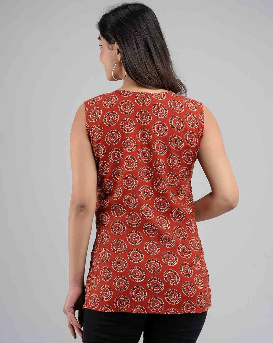 LIVING ROOTS Pure Cotton Ethenic Casual Short Staright Kurti for Girls/Women 3/4 Sleeve (6099)