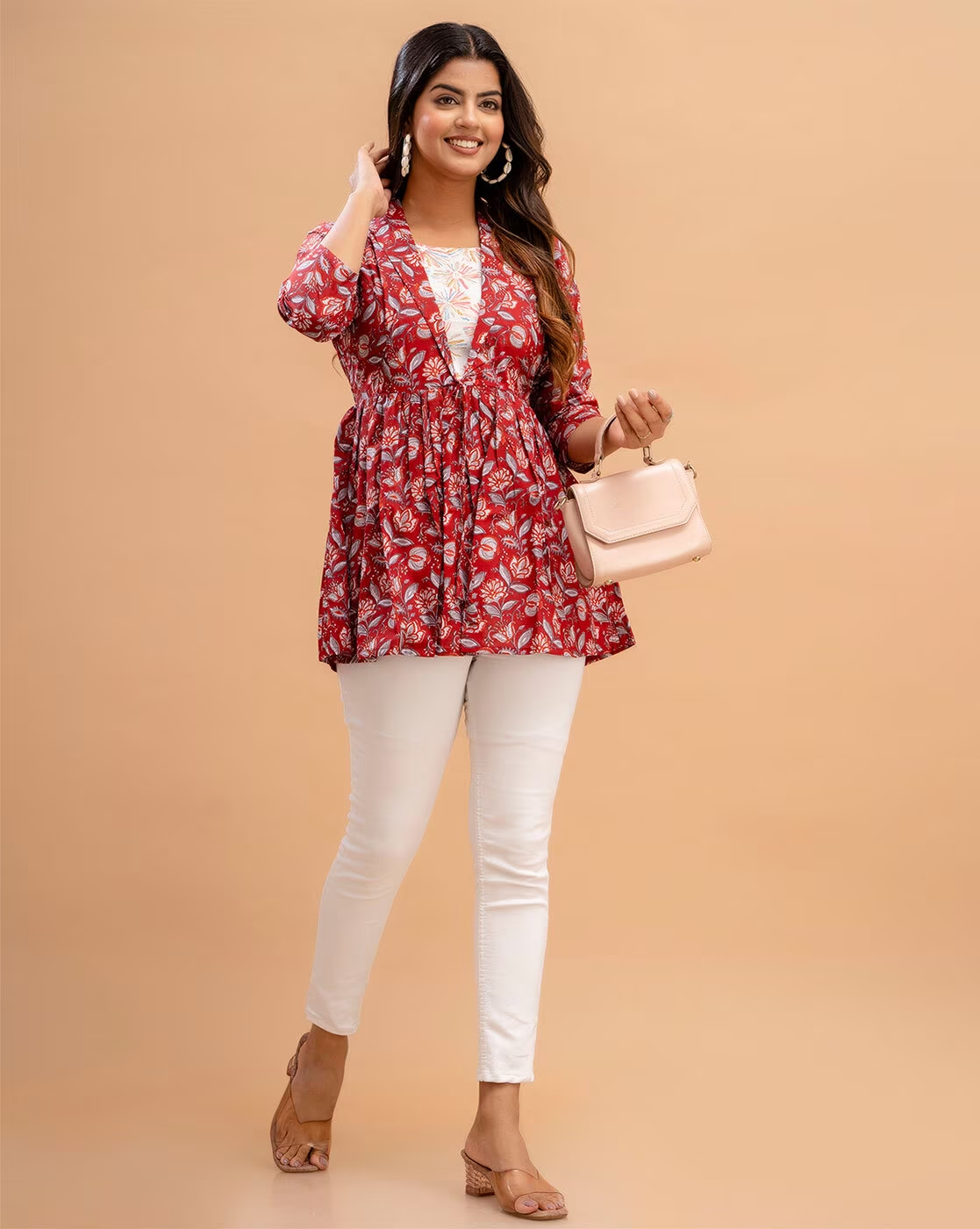 LIVING ROOTS Pure Cotton Ethenic Casual Short Staright Kurti for Girls/Women 3/4 Sleeve (6217)