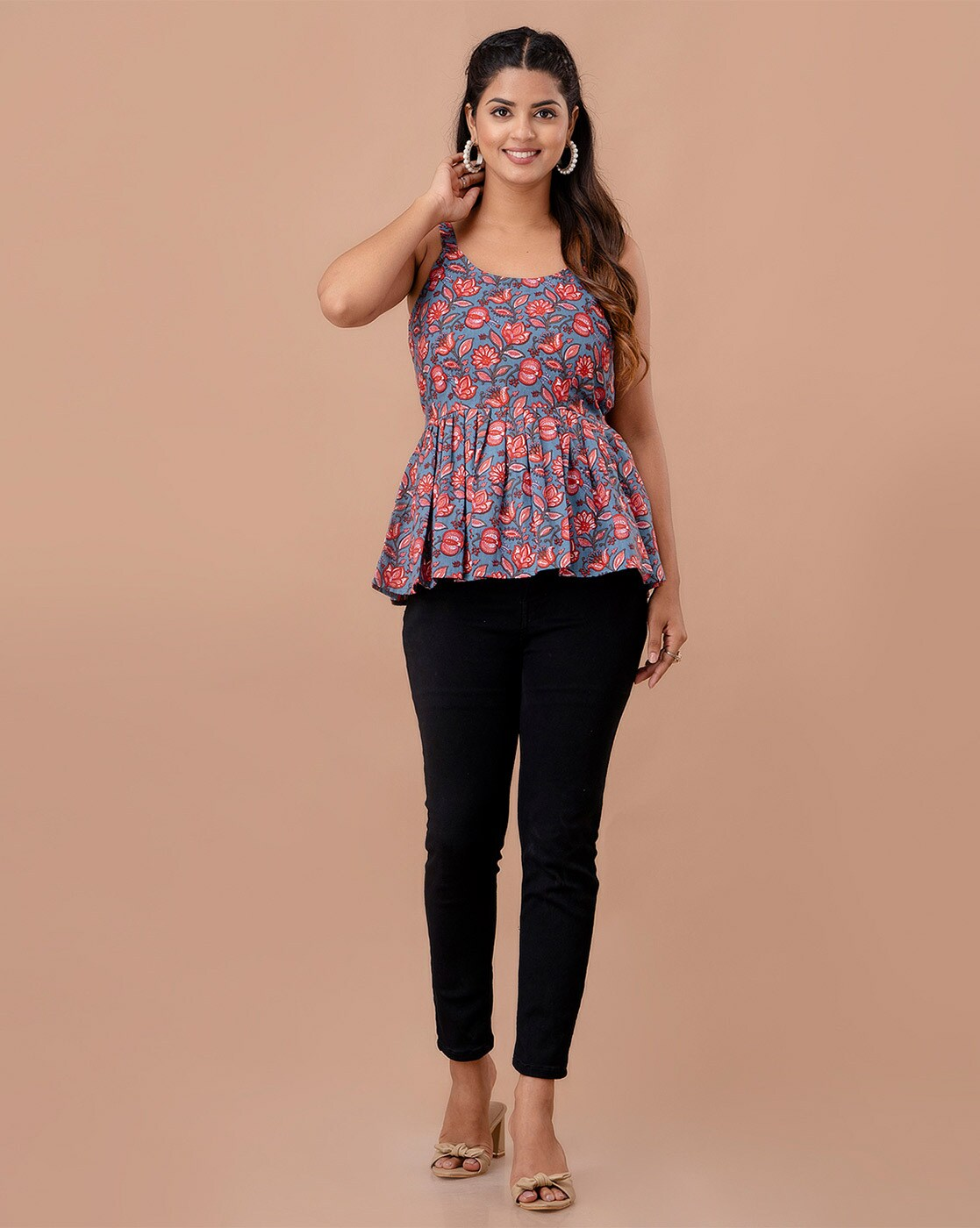 LIVING ROOTS Pure Cotton Ethenic Casual Short Staright Kurti for Girls/Women 3/4 Sleeve (6307)