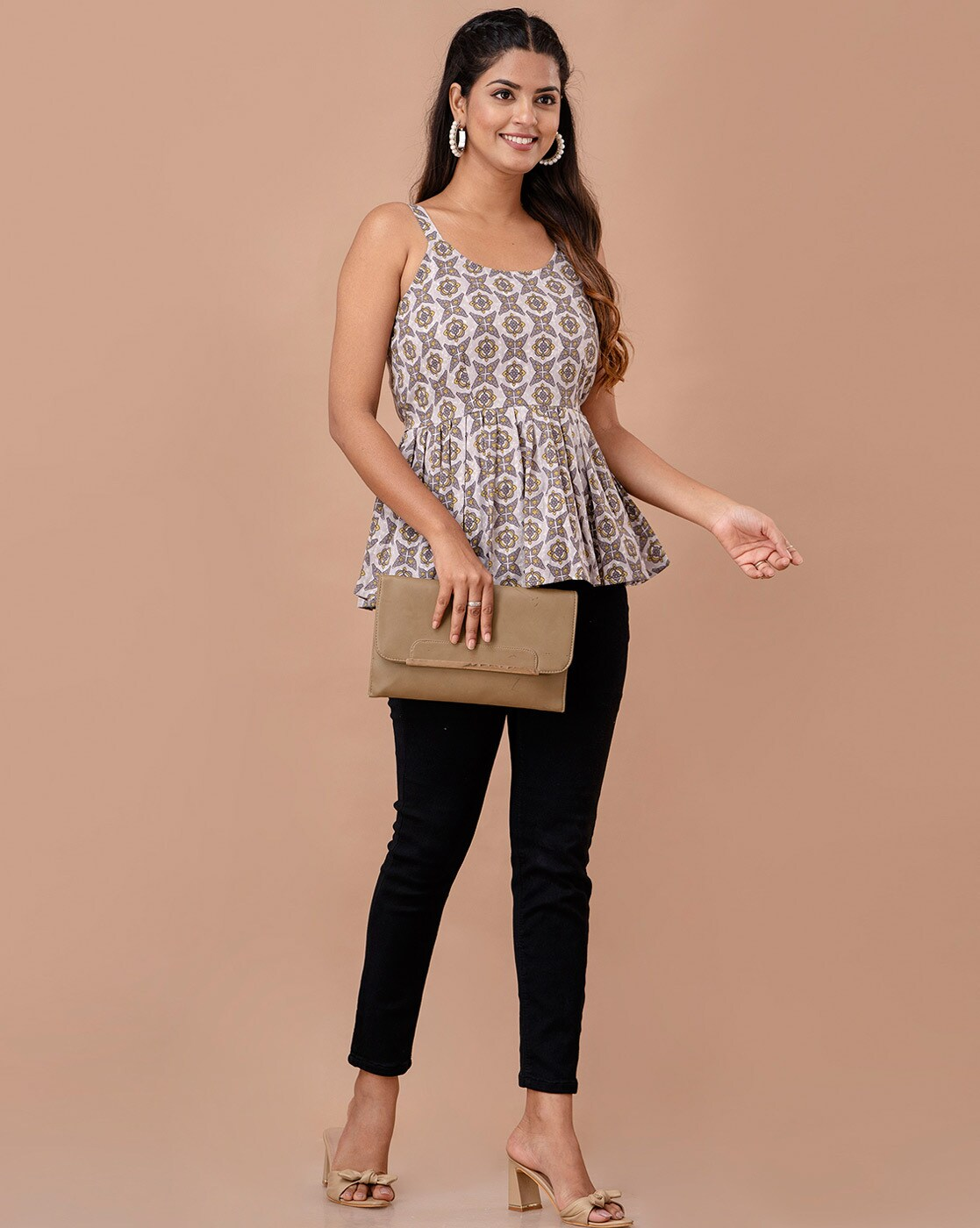 LIVING ROOTS Pure Cotton Ethenic Casual Short Staright Kurti for Girls/Women 3/4 Sleeve (6312)