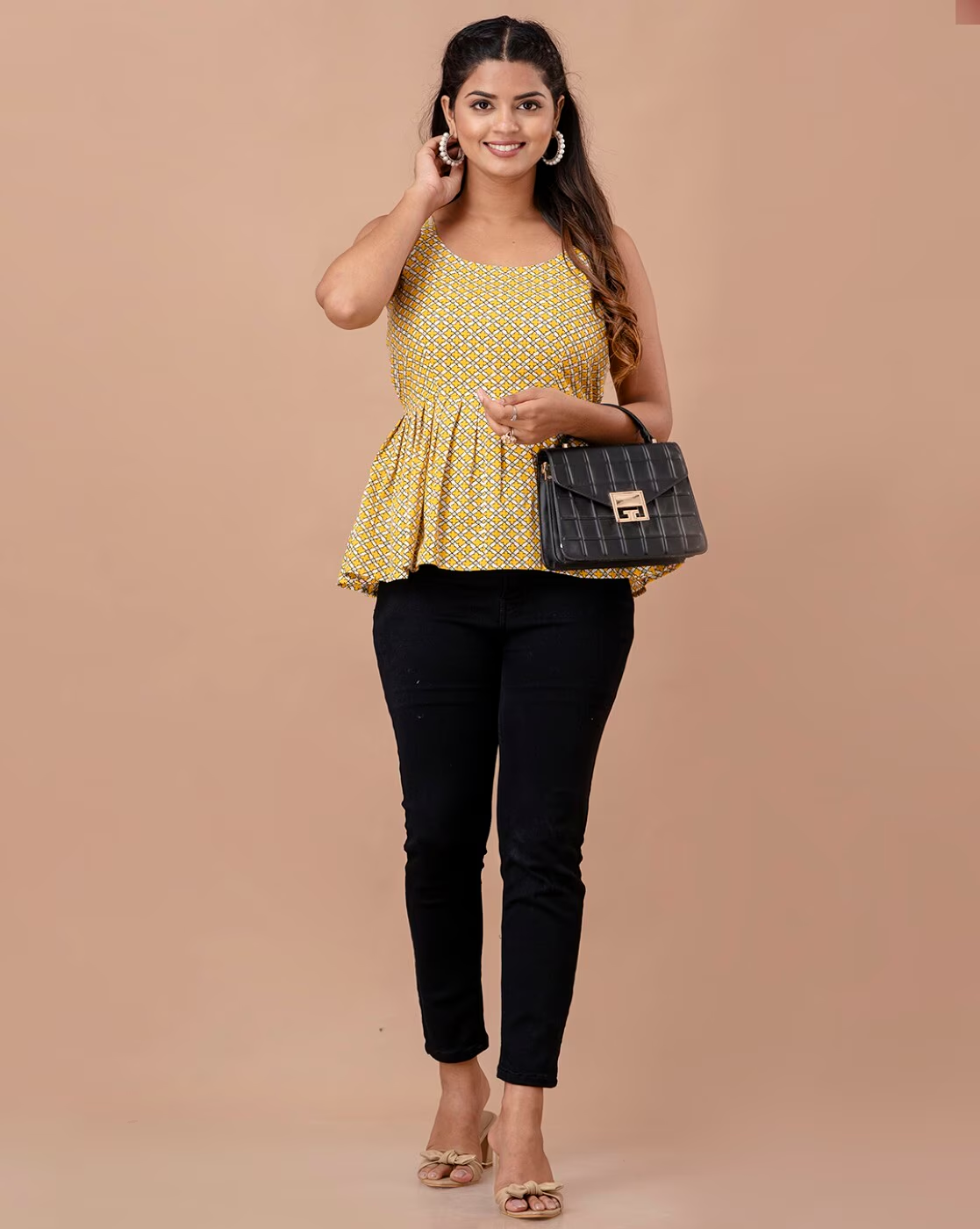 LIVING ROOTS Pure Cotton Ethenic Casual Short Staright Kurti for Girls/Women 3/4 Sleeve (6313)