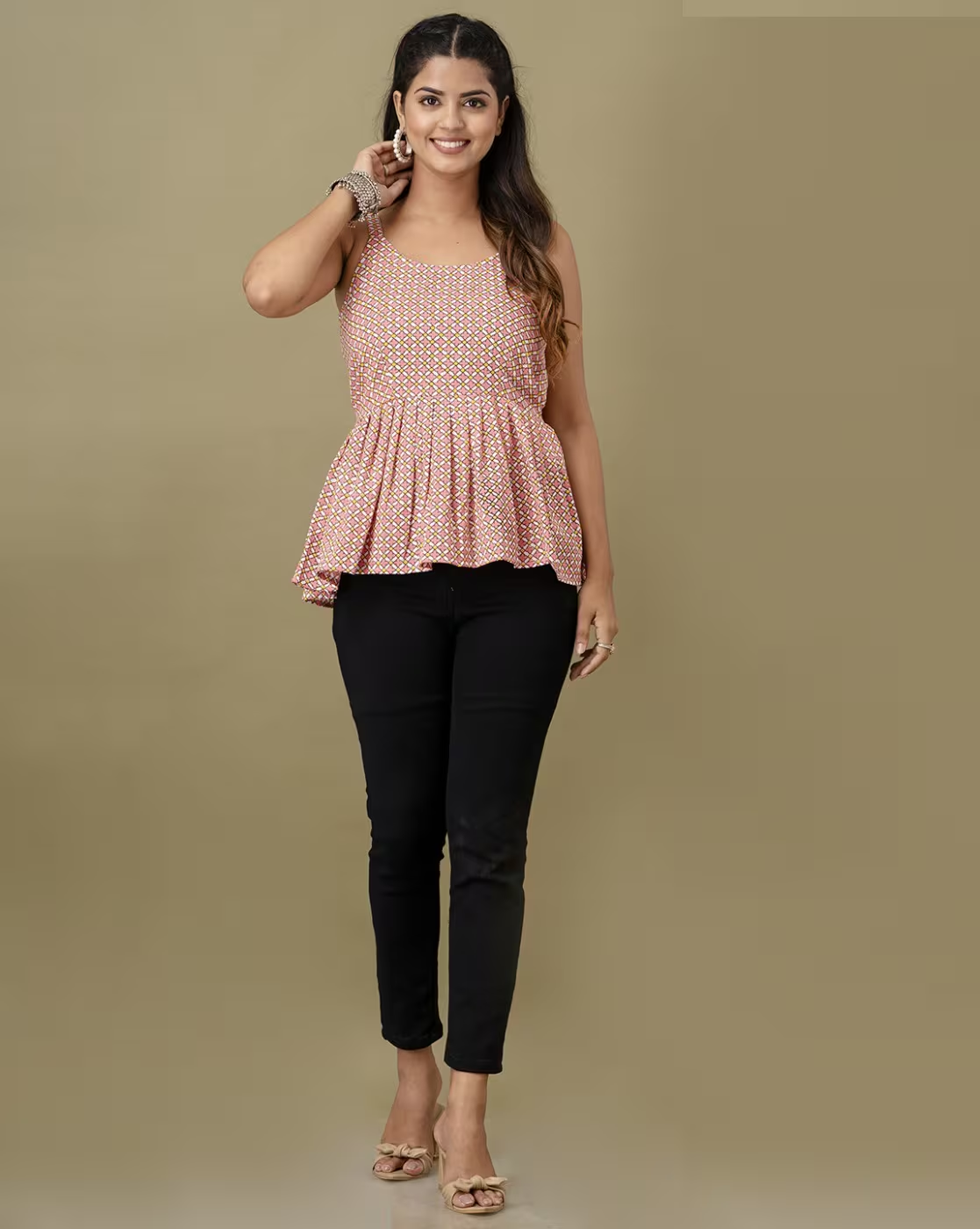 LIVING ROOTS Pure Cotton Ethenic Casual Short Staright Kurti for Girls/Women 3/4 Sleeve (6319)
