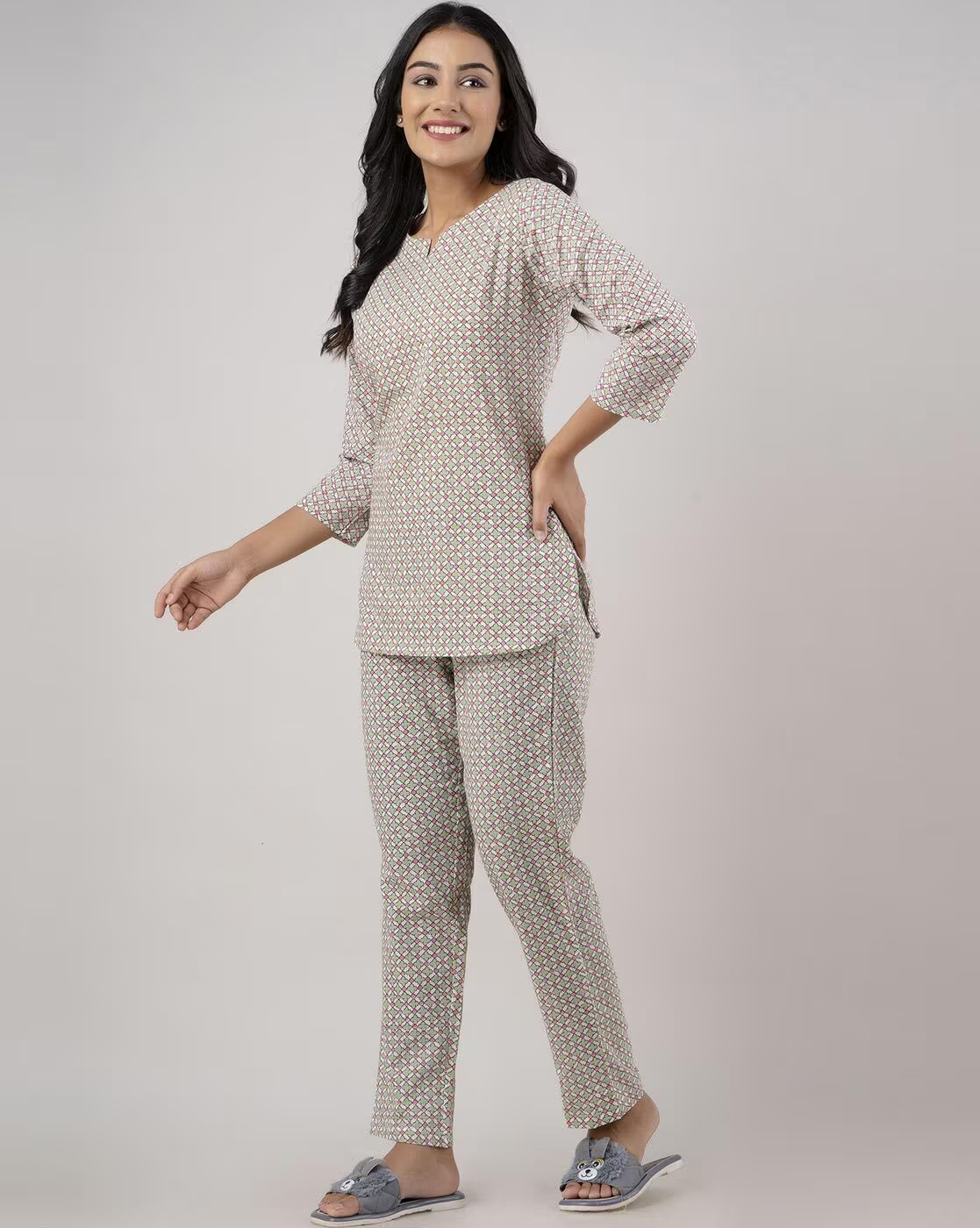 Living Roots Printed Pure Cotton Night Suit Set For Women - Elegant & Comfortable (9022)