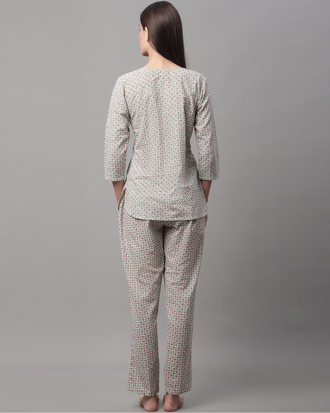 Living Roots Printed Pure Cotton Night Suit Set For Women - Elegant & Comfortable (9022)