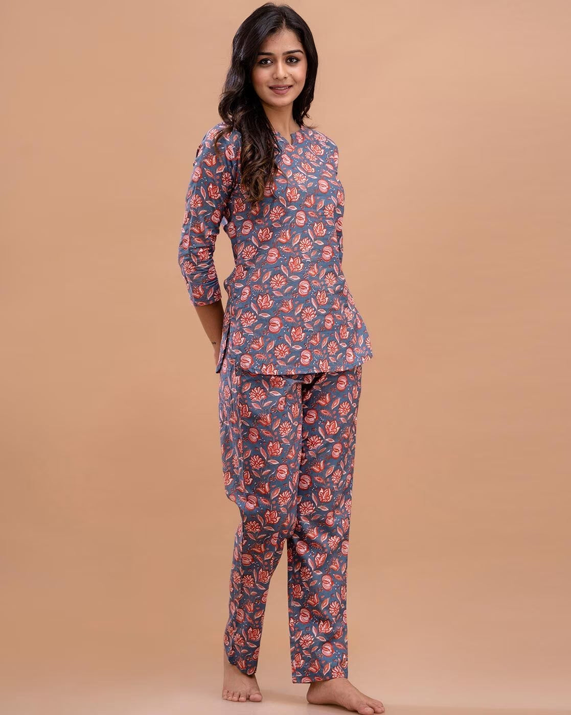 Living Roots Printed Pure Cotton Night Suit Set For Women - Elegant & Comfortable (9024)