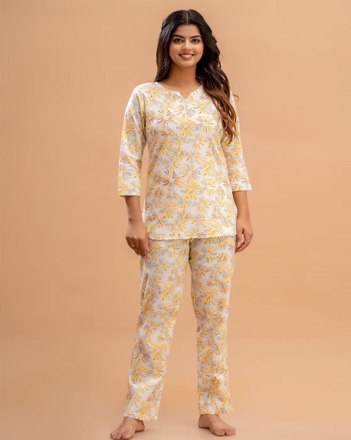 Living Roots Printed Pure Cotton Night Suit Set For Women - Elegant & Comfortable (9026)