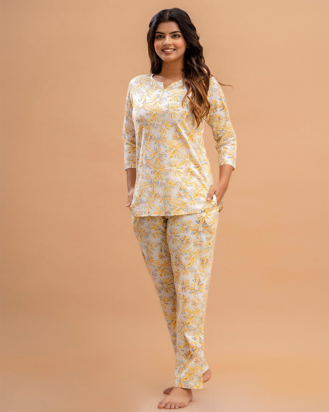 Living Roots Printed Pure Cotton Night Suit Set For Women - Elegant & Comfortable (9026)
