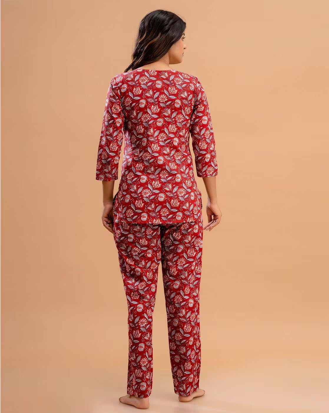 Living Roots Printed Pure Cotton Night Suit Set For Women - Elegant & Comfortable (9032)