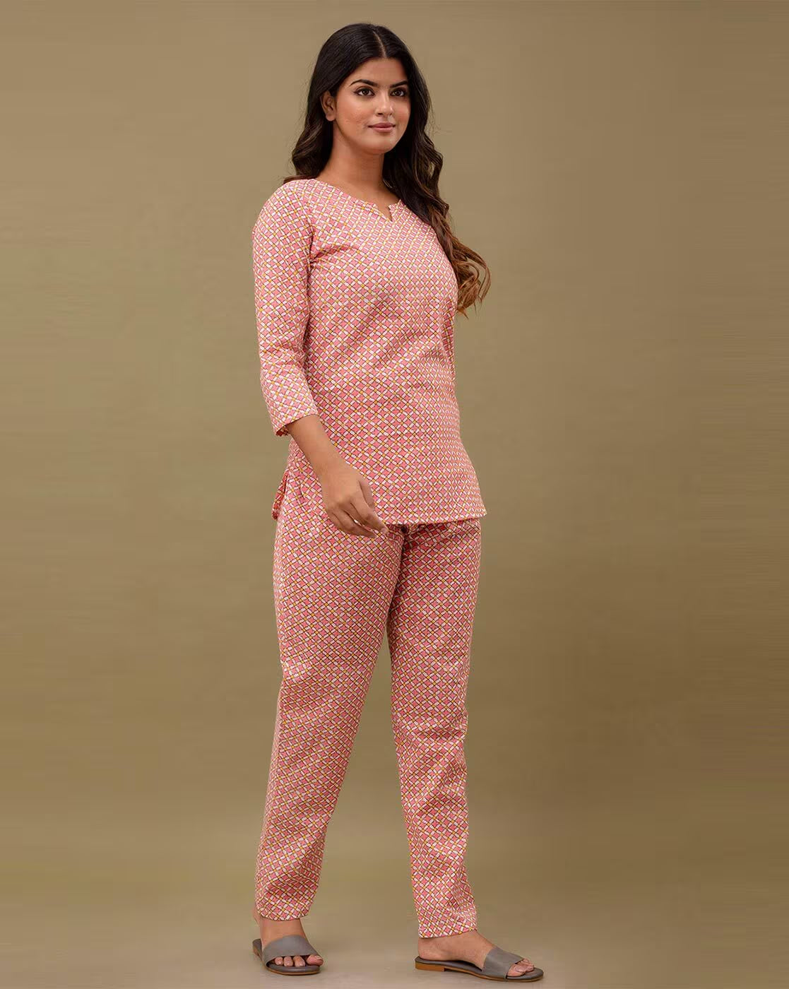 Living Roots Printed Pure Cotton Co-ord Set / Night Suit Set For Women - Elegant & Comfortable (9042)