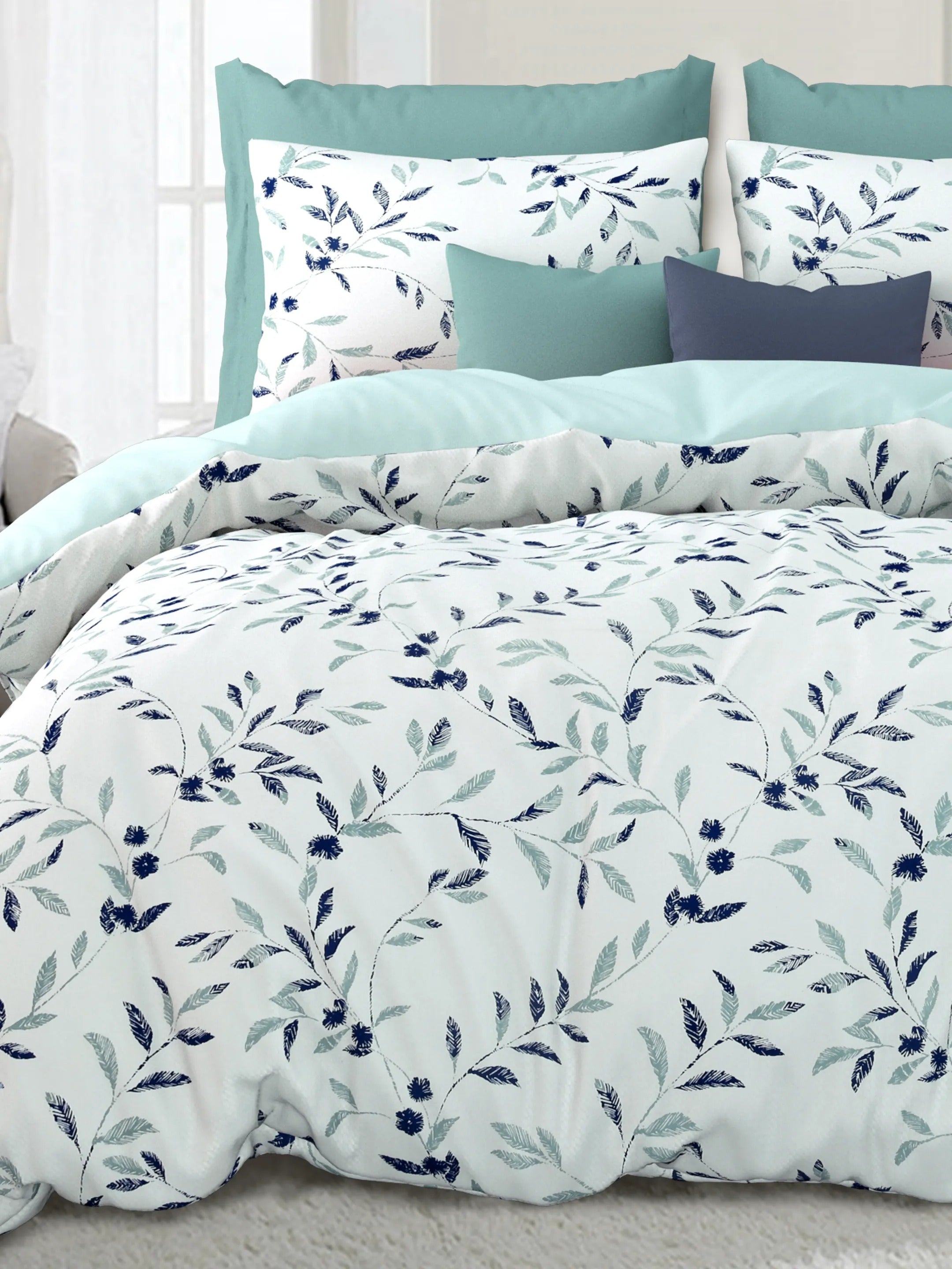 LIVING ROOTS Jaipuri Hand Block Print Double King Cotton Bedsheet 86*104 inches (7.1*8.6 feet) With 2 Pillow Cover | 240 TC | Rich Fast Colour With No Colour Bleeding | (508-B) (Blue)