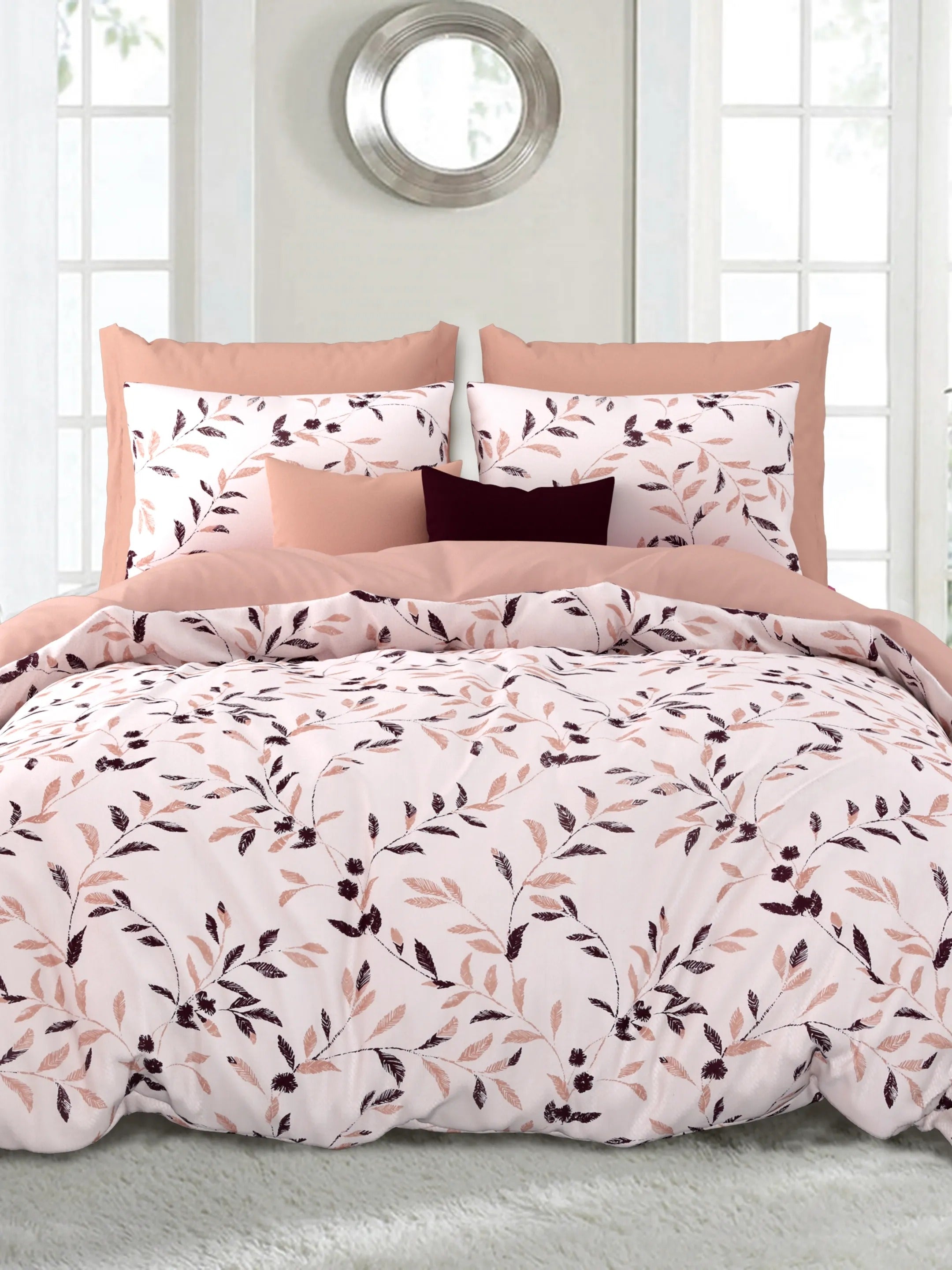 LIVING ROOTS Jaipuri Hand Block Print Double King Cotton Bedsheet 86*104 inches (7.1*8.6 feet) With 2 Pillow Cover | 240 TC | Rich Fast Colour With No Colour Bleeding | (508-C) (Pink)