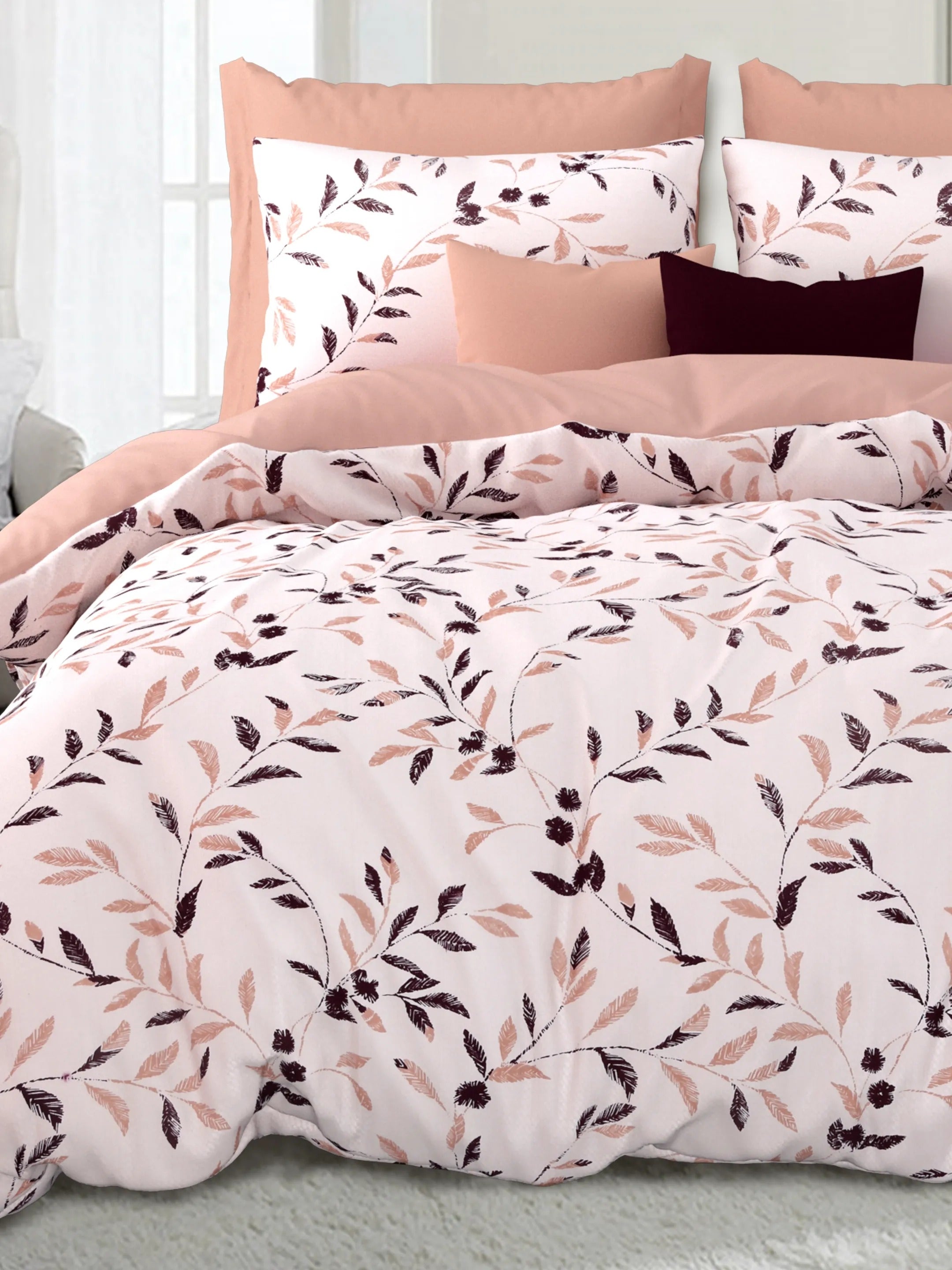 LIVING ROOTS Jaipuri Hand Block Print Double King Cotton Bedsheet 86*104 inches (7.1*8.6 feet) With 2 Pillow Cover | 240 TC | Rich Fast Colour With No Colour Bleeding | (508-C) (Pink)