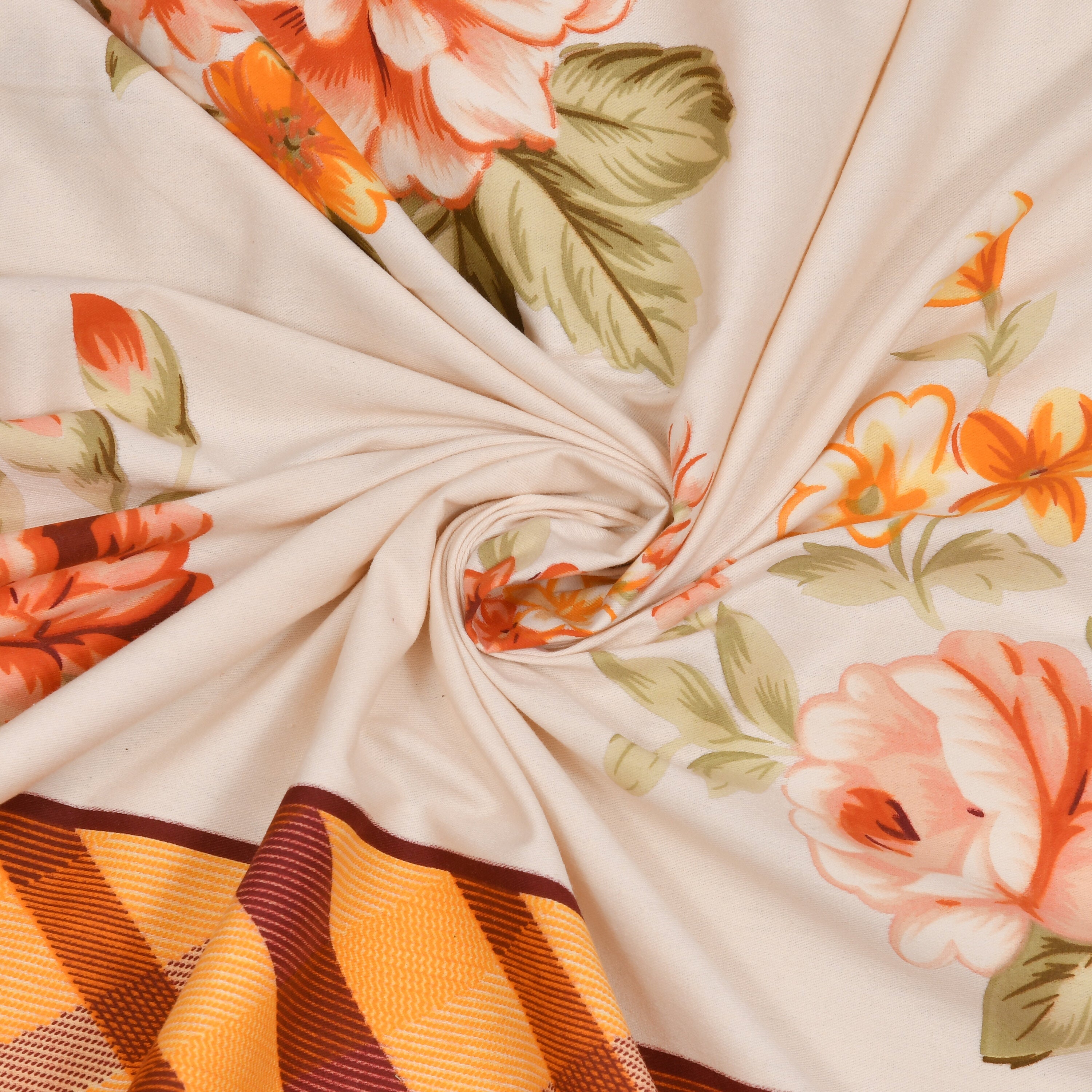 LIVING ROOTS Jaipuri Hand Block Print Double King Cotton Bedsheet 86*104 inches (7.1*8.6 feet) With 2 Pillow Cover | 240 TC | Rich Fast Colour With No Colour Bleeding | (509-A) (Yellow)
