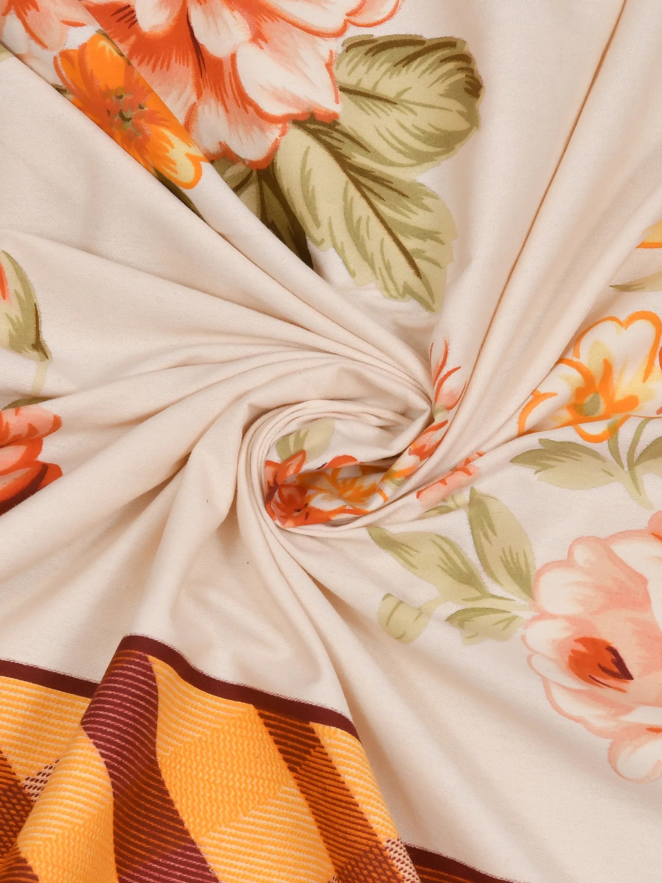 LIVING ROOTS Jaipuri Hand Block Print Double King Cotton Bedsheet 86*104 inches (7.1*8.6 feet) With 2 Pillow Cover | 240 TC | Rich Fast Colour With No Colour Bleeding | (509-A) (Yellow)