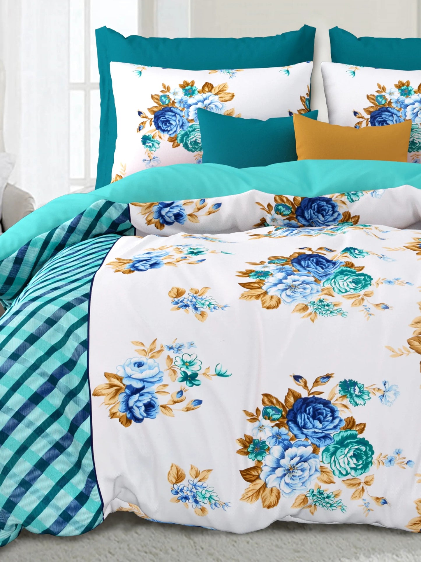 LIVING ROOTS Pure Cotton 1 King Size Bedsheet 86*104 inches (7.1*8.6 feet ) with 2 Pillow Cover | Rich Fast Colour with No Colour Bleeding | Soft & Skin Friendly (01-31-509-B)