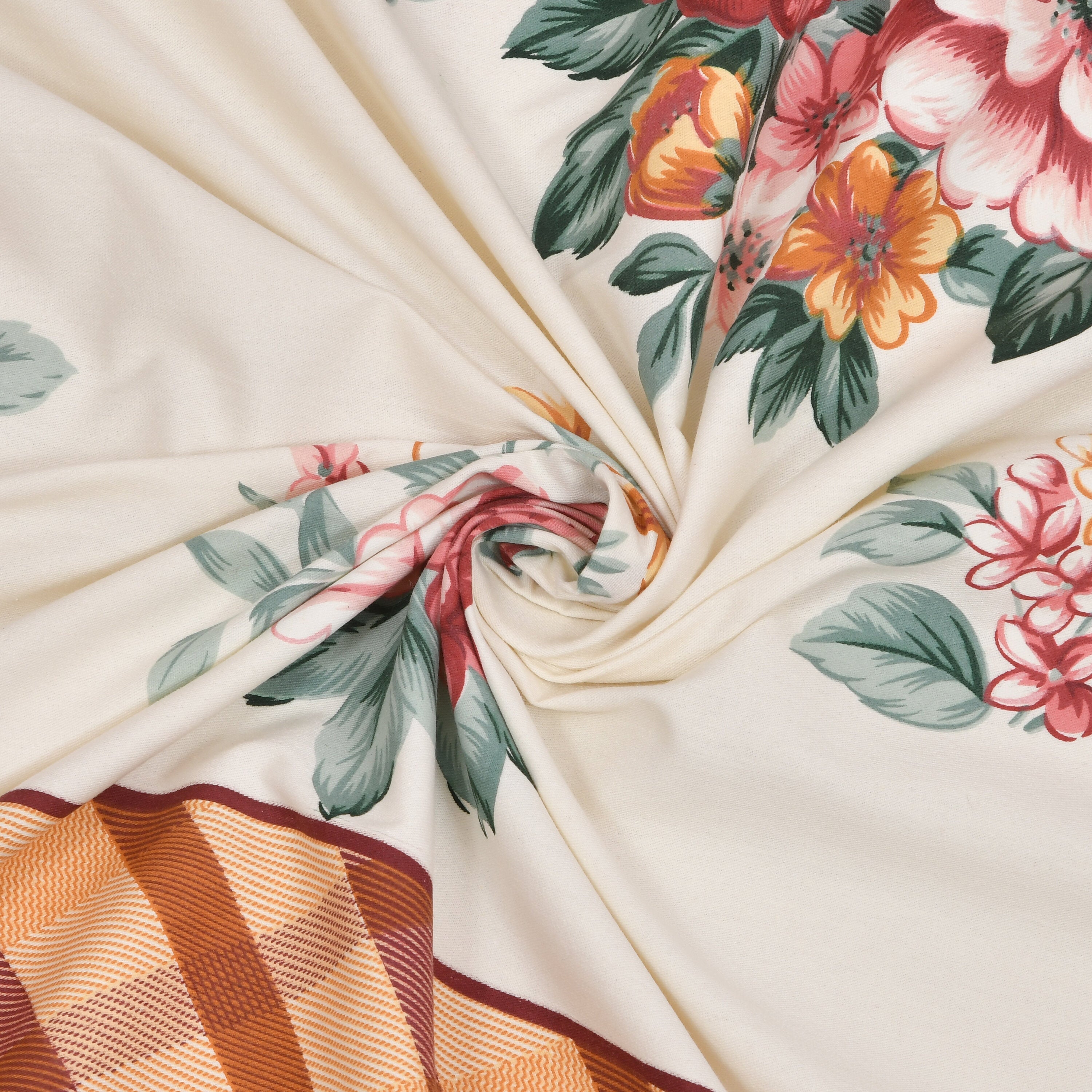 LIVING ROOTS Jaipuri Hand Block Print Double King Cotton Bedsheet 86*104 inches (7.1*8.6 feet) With 2 Pillow Cover | 240 TC | Rich Fast Colour With No Colour Bleeding | (509-C) (Maroon)