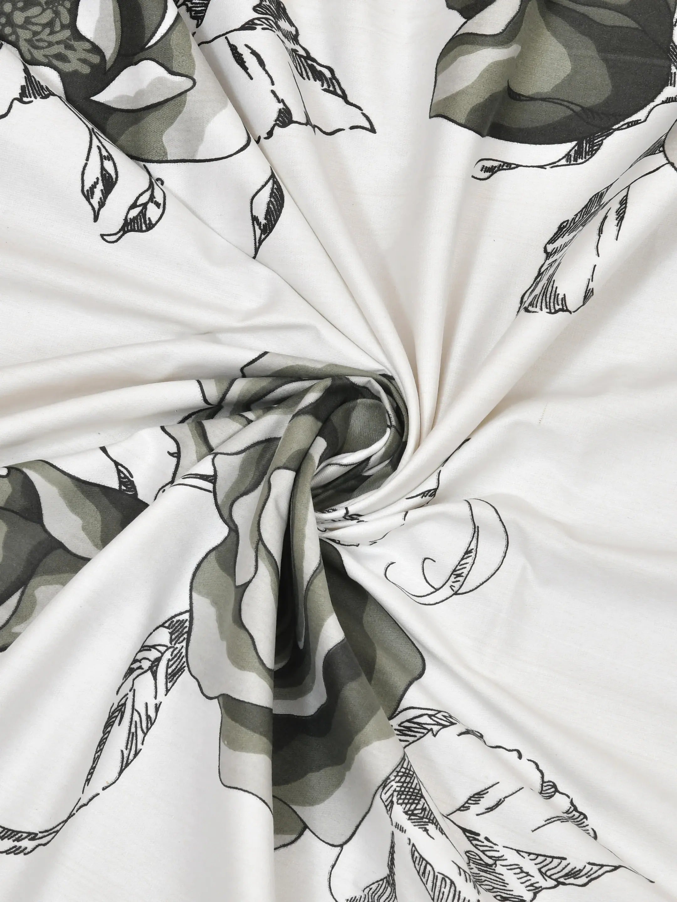LIVING ROOTS Jaipuri Hand Block Print Double King Cotton Bedsheet 86*104 inches (7.1*8.6 feet) With 2 Pillow Cover | 240 TC | Rich Fast Colour With No Colour Bleeding | (510-A) (Grey)