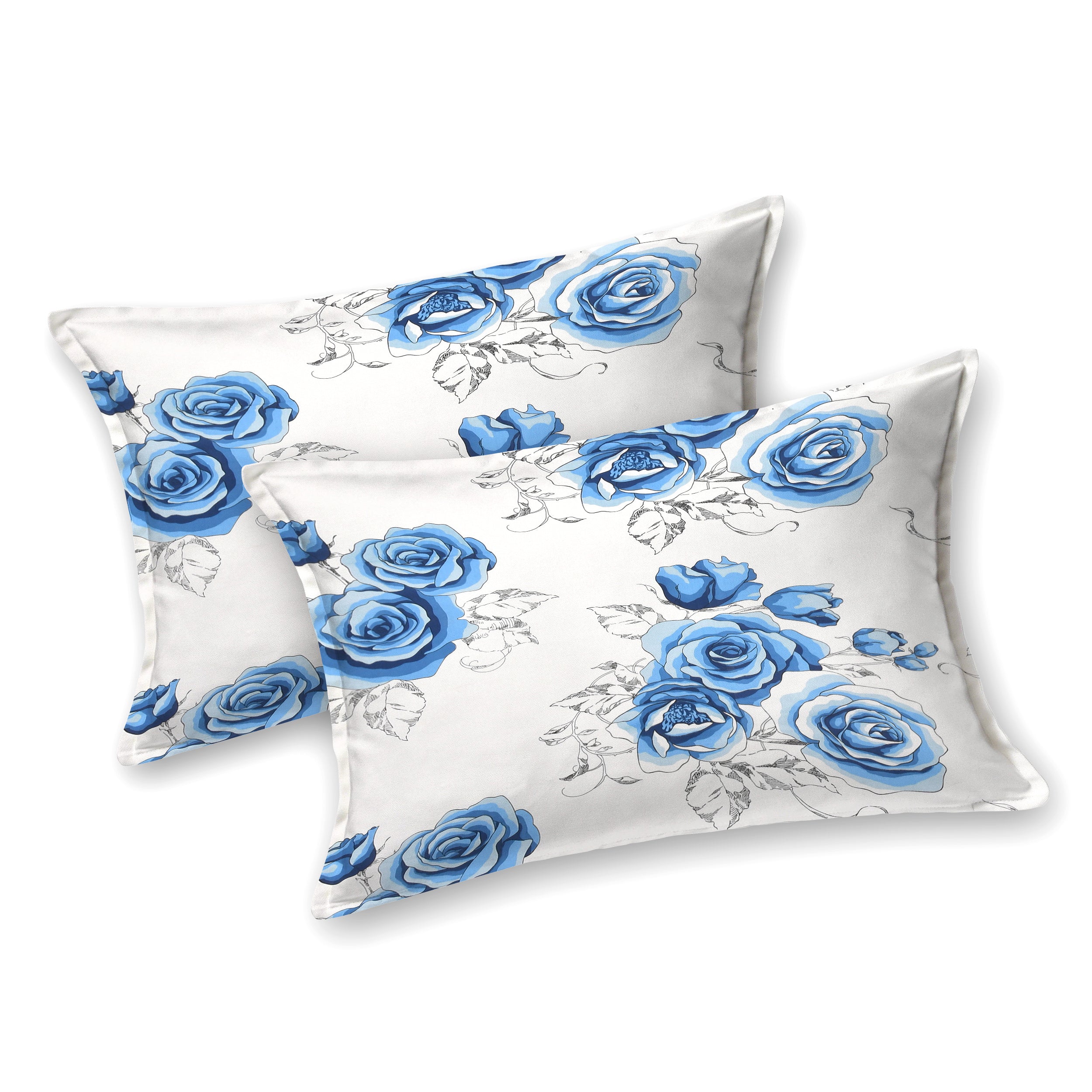 LIVING ROOTS Jaipuri Hand Block Print Double King Cotton Bedsheet 86*104 inches (7.1*8.6 feet) With 2 Pillow Cover | 240 TC | Rich Fast Colour With No Colour Bleeding | (510-B) (Blue)