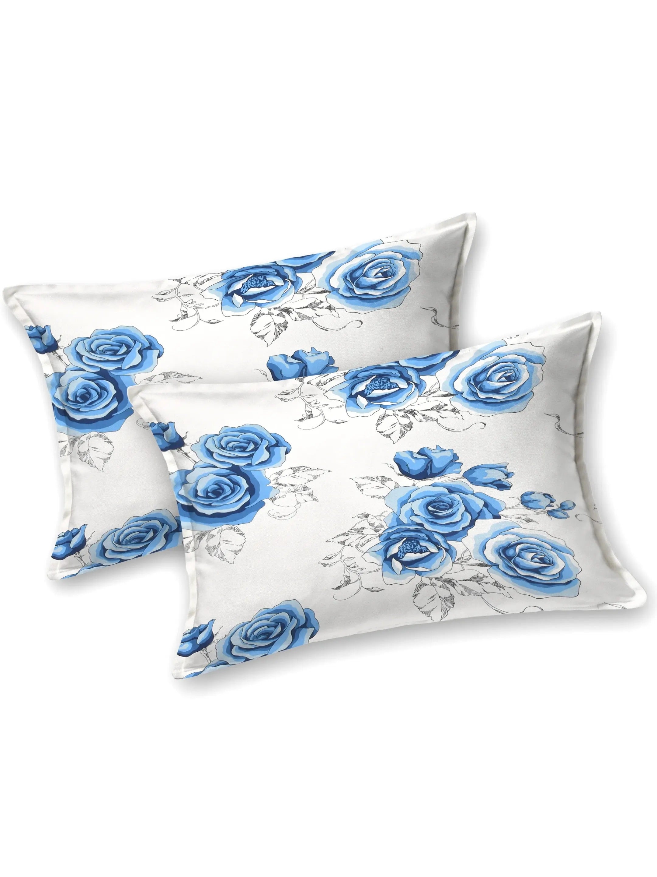 LIVING ROOTS Jaipuri Hand Block Print Double King Cotton Bedsheet 86*104 inches (7.1*8.6 feet) With 2 Pillow Cover | 240 TC | Rich Fast Colour With No Colour Bleeding | (510-B) (Blue)